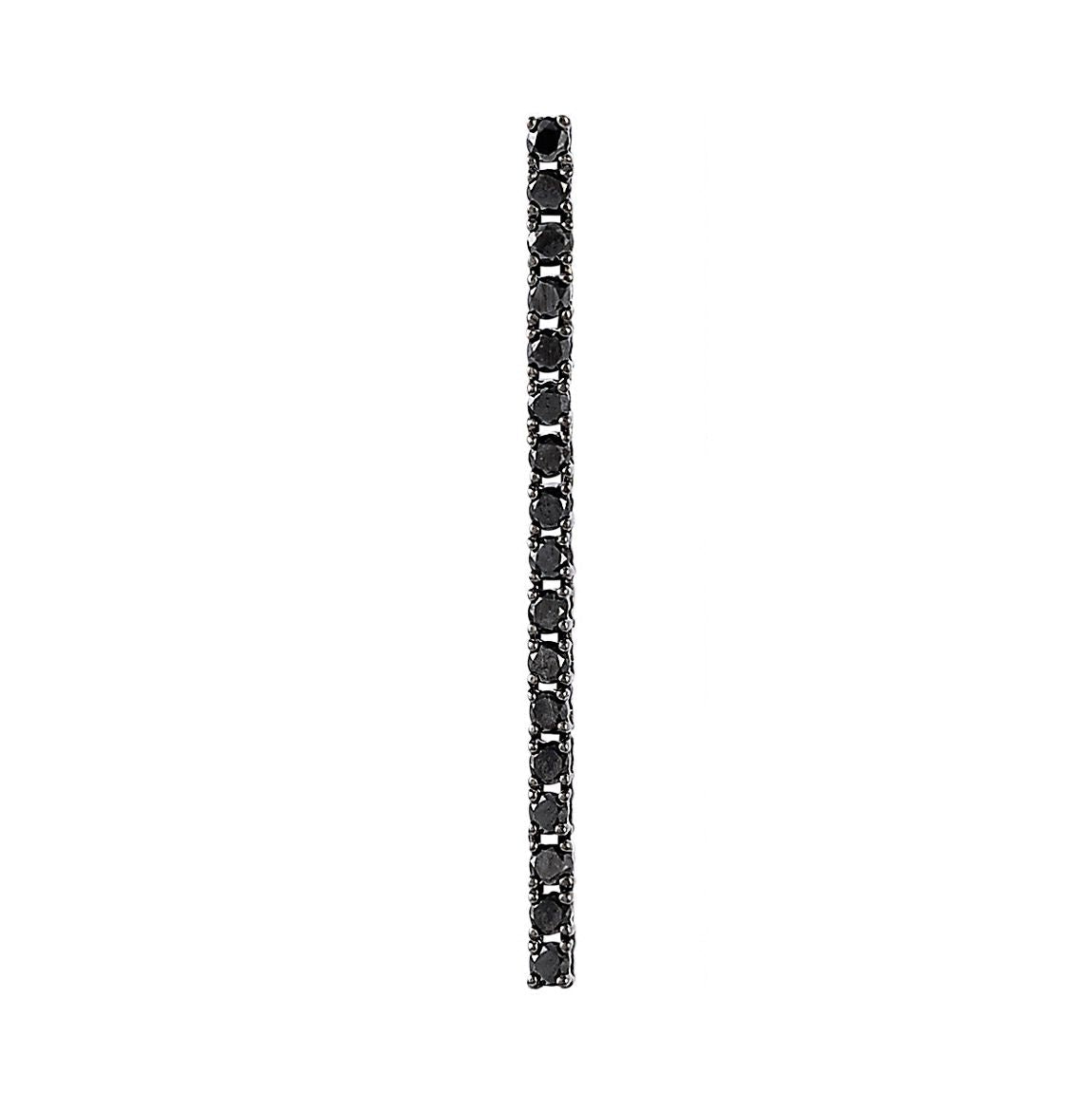 Brinco Voyeur De Ouro Branco 18K Com Ródio Negro E Diamante Negro - Unitário - Jack Vartanian - Longos E Franjas