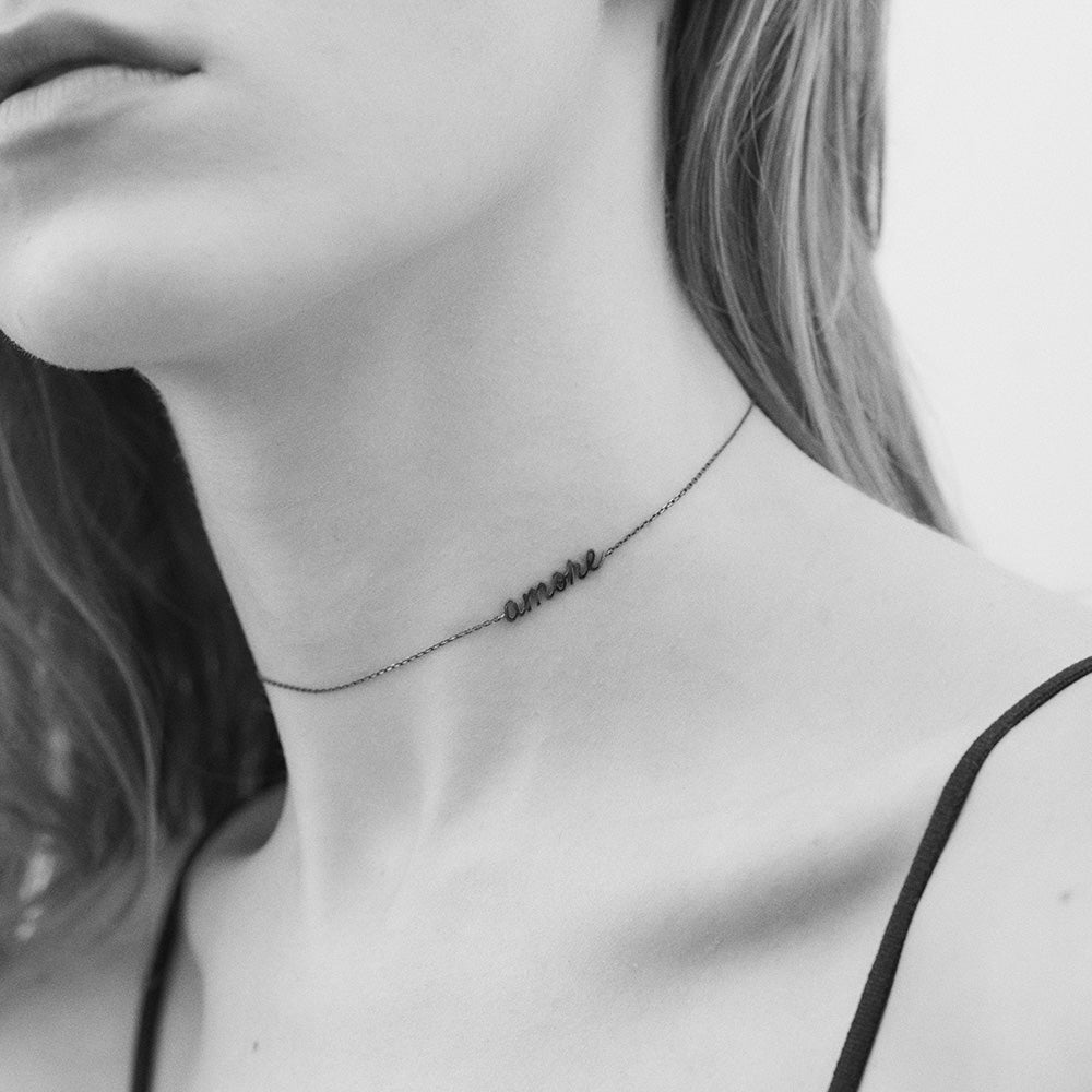 Colar Amore De Ouro Branco 18K Com Ródio Negro - Jack Vartanian - Choker E Aro