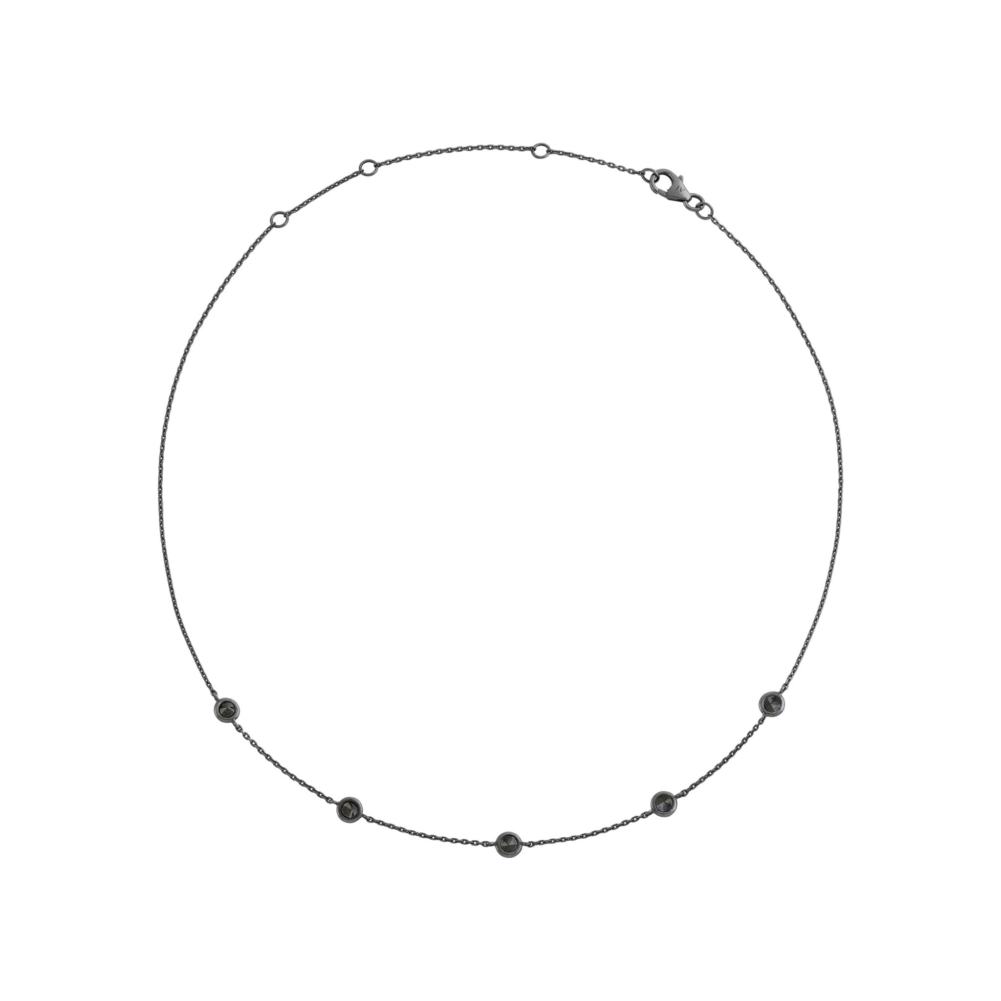 Colar Choker De Ouro Branco 18K Com Ródio Negro E Diamante Negro - Jack Vartanian - Choker E Aro