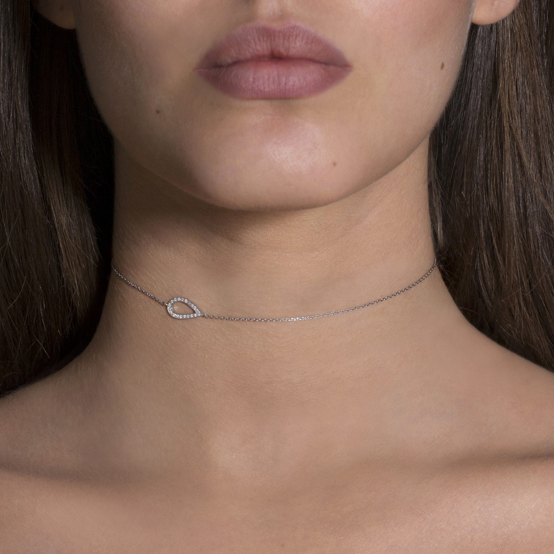 Colar Choker De Ouro Branco 18K E Diamante - Jack Vartanian - Choker E Aro