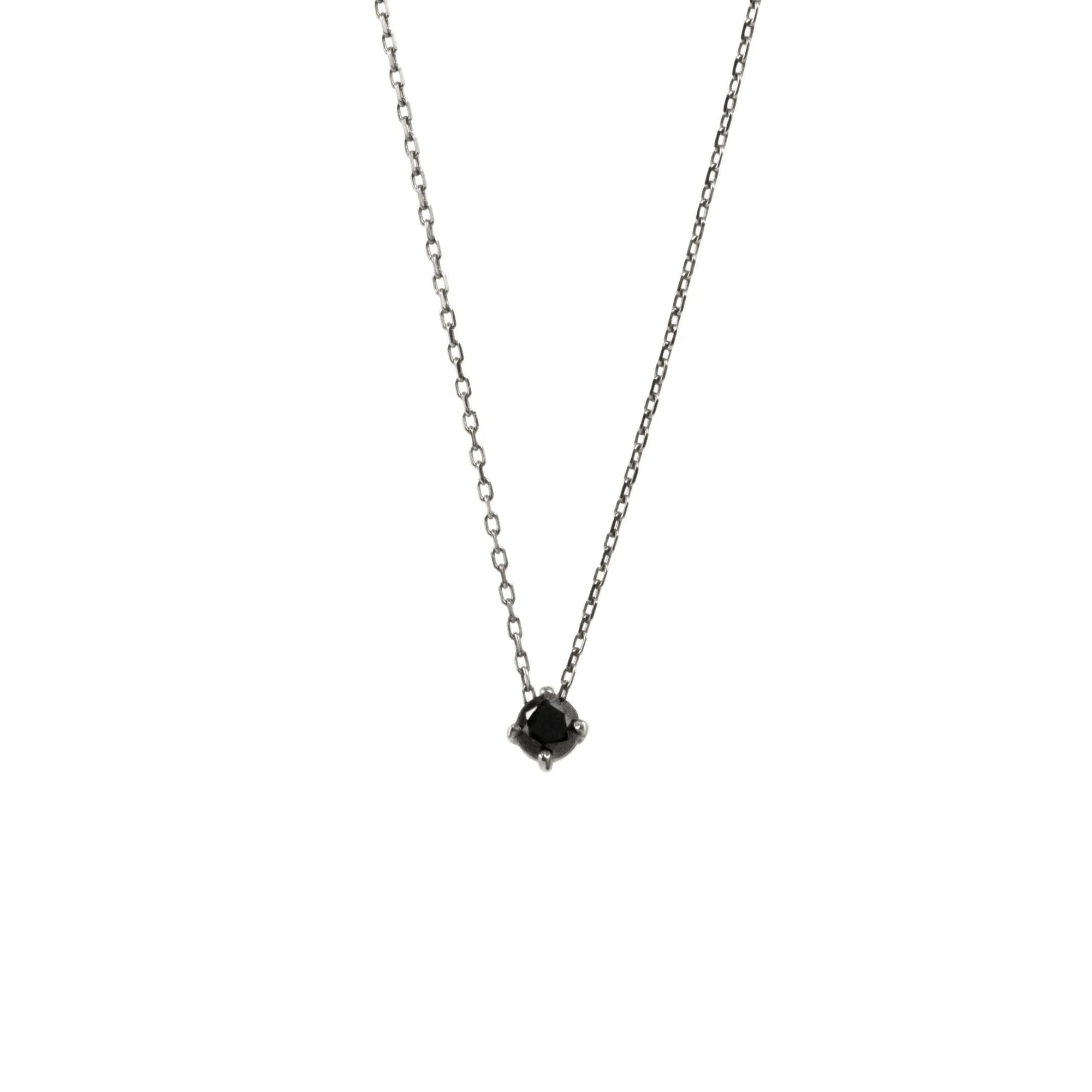 Colar Clássico De Ouro Branco 18K Com Ródio Negro E Diamante Negro - Jack Vartanian - Solitarios