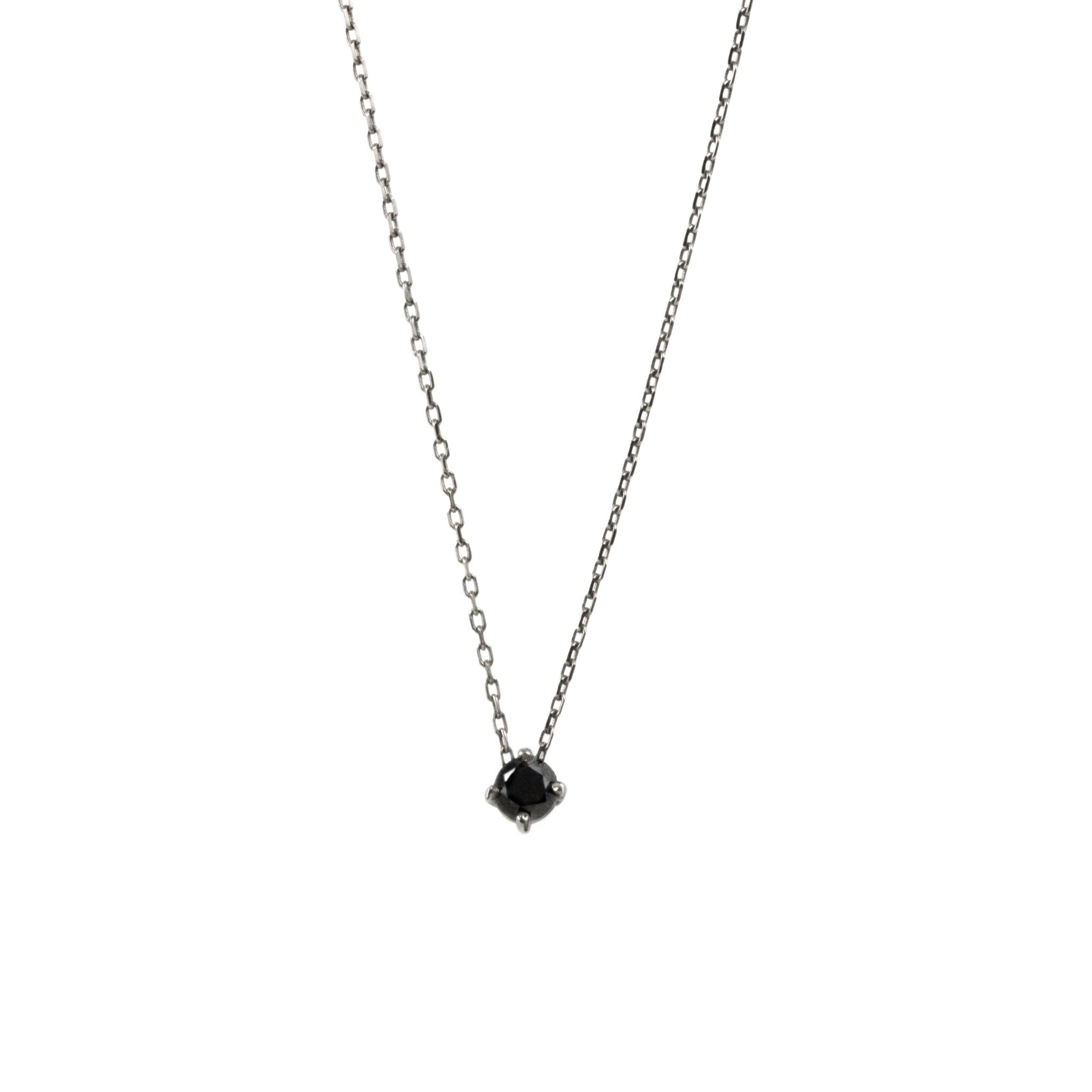 Colar Clássico De Ouro Branco 18K Com Ródio Negro E Diamante Negro - Jack Vartanian - Solitarios