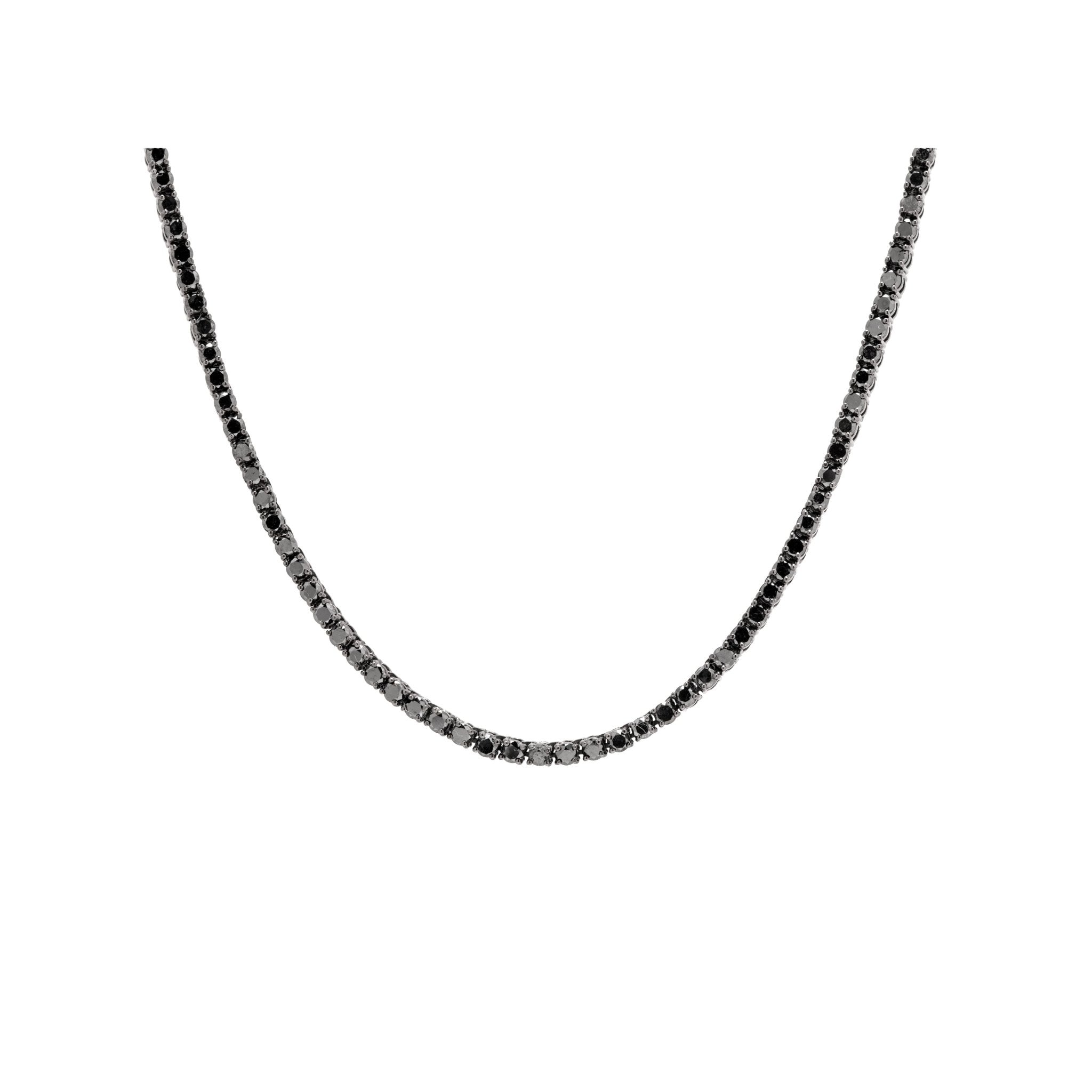 Colar Clássico De Ouro Branco 18K Com Rodio Negro E Diamante Negro - Jack Vartanian - Riviera