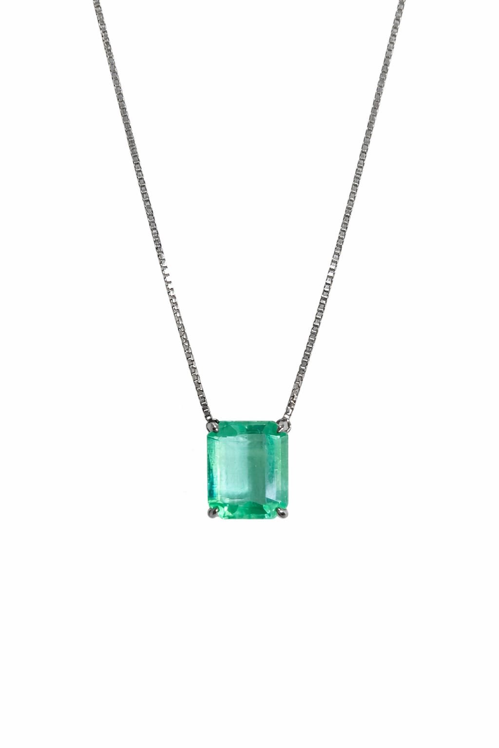 Colar Especial Solitário | Ouro Branco 18K com Ródio Negro e Esmeralda Colombiana - Jack Vartanian - Alta Joalheria