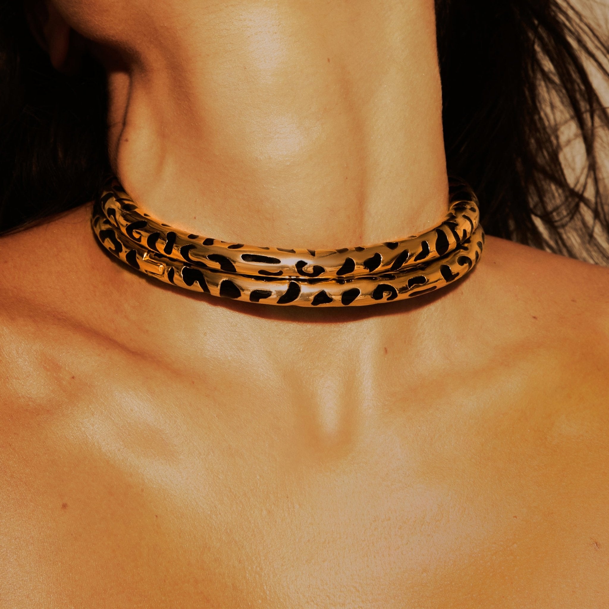 Colar Leopardo De Prata Com Ouro Amarelo - Jack Vartanian - Choker E Aro