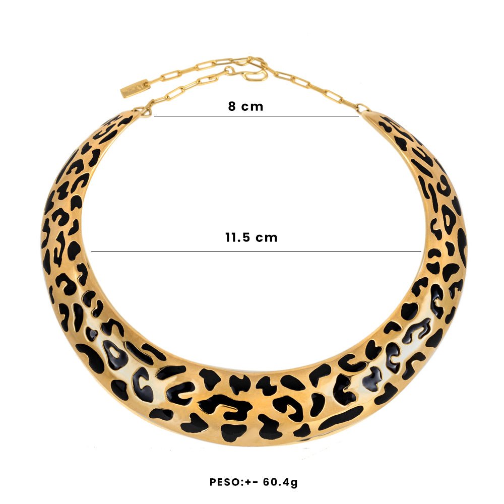 Colar Leopardo De Prata Com Ouro Amarelo - Maxi - Jack Vartanian - Choker E Aro