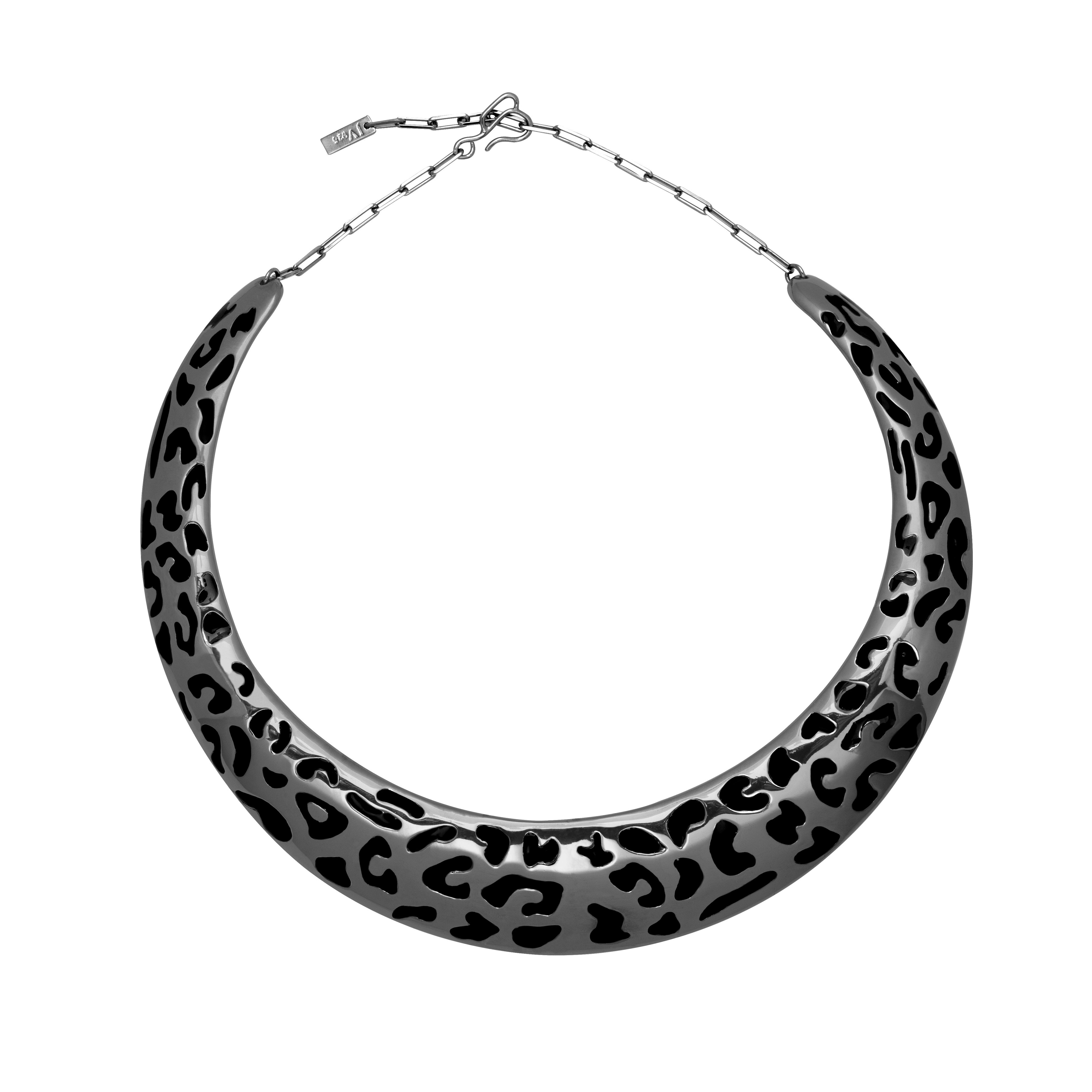Colar Black Leopardo De Prata Com Ródio Negro - Maxi