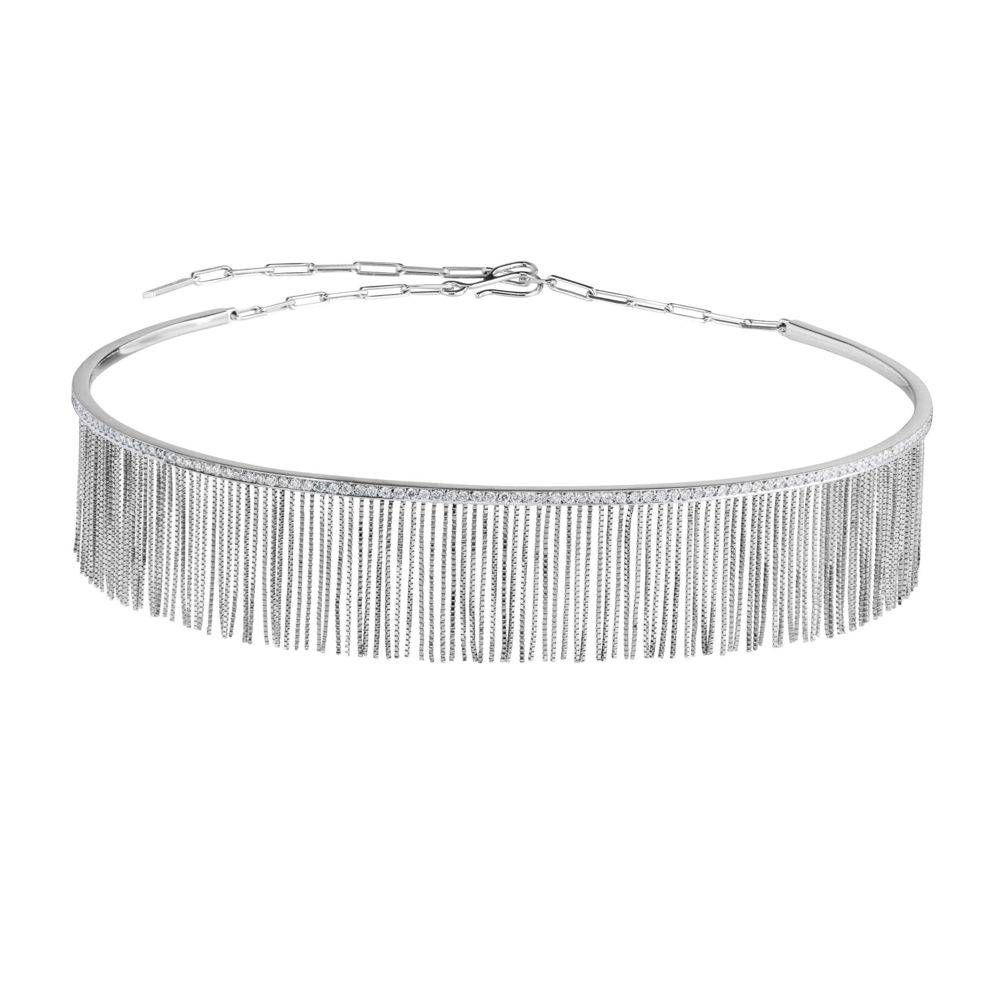 Colar Love NY De Ouro Branco 18K E Diamante - Jack Vartanian - Choker E Aro