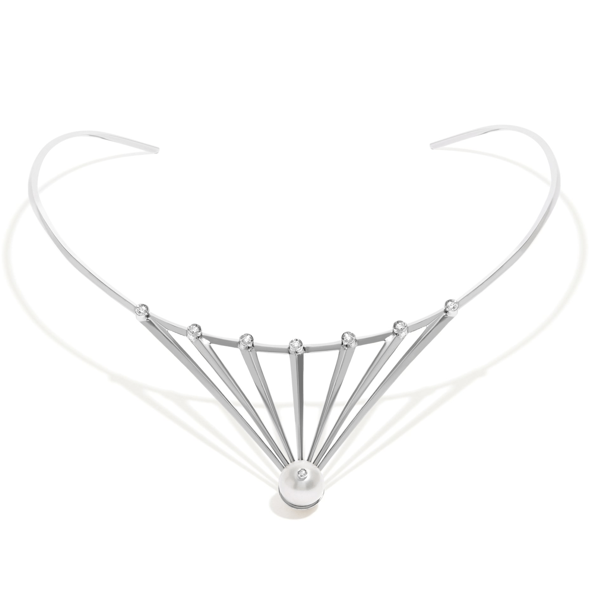 COLAR SHINE | OURO BRANCO 18K COM PÉROLA E DIAMANTES - Jack Vartanian -