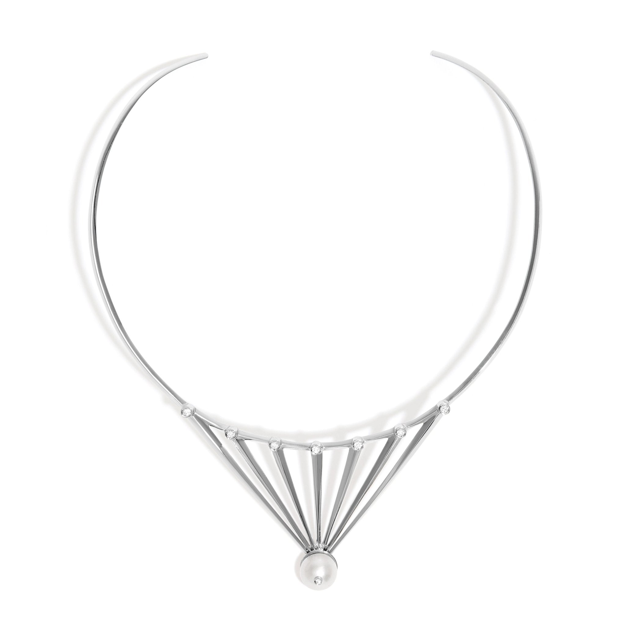 COLAR SHINE | OURO BRANCO 18K COM PÉROLA E DIAMANTES - Jack Vartanian -