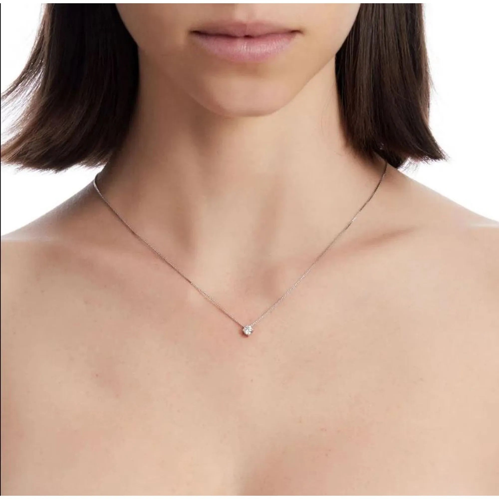 Colar Clássico De Ouro Branco 18K Com Ródio Negro E Diamante