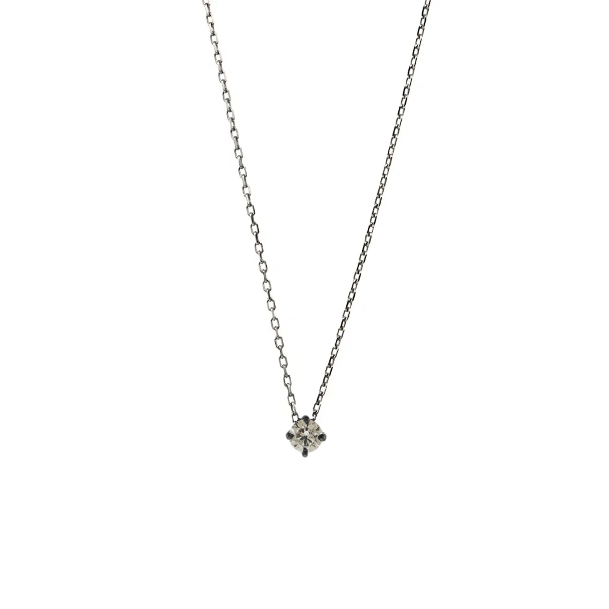 Colar Clássico De Ouro Branco 18K Com Ródio Negro E Diamante