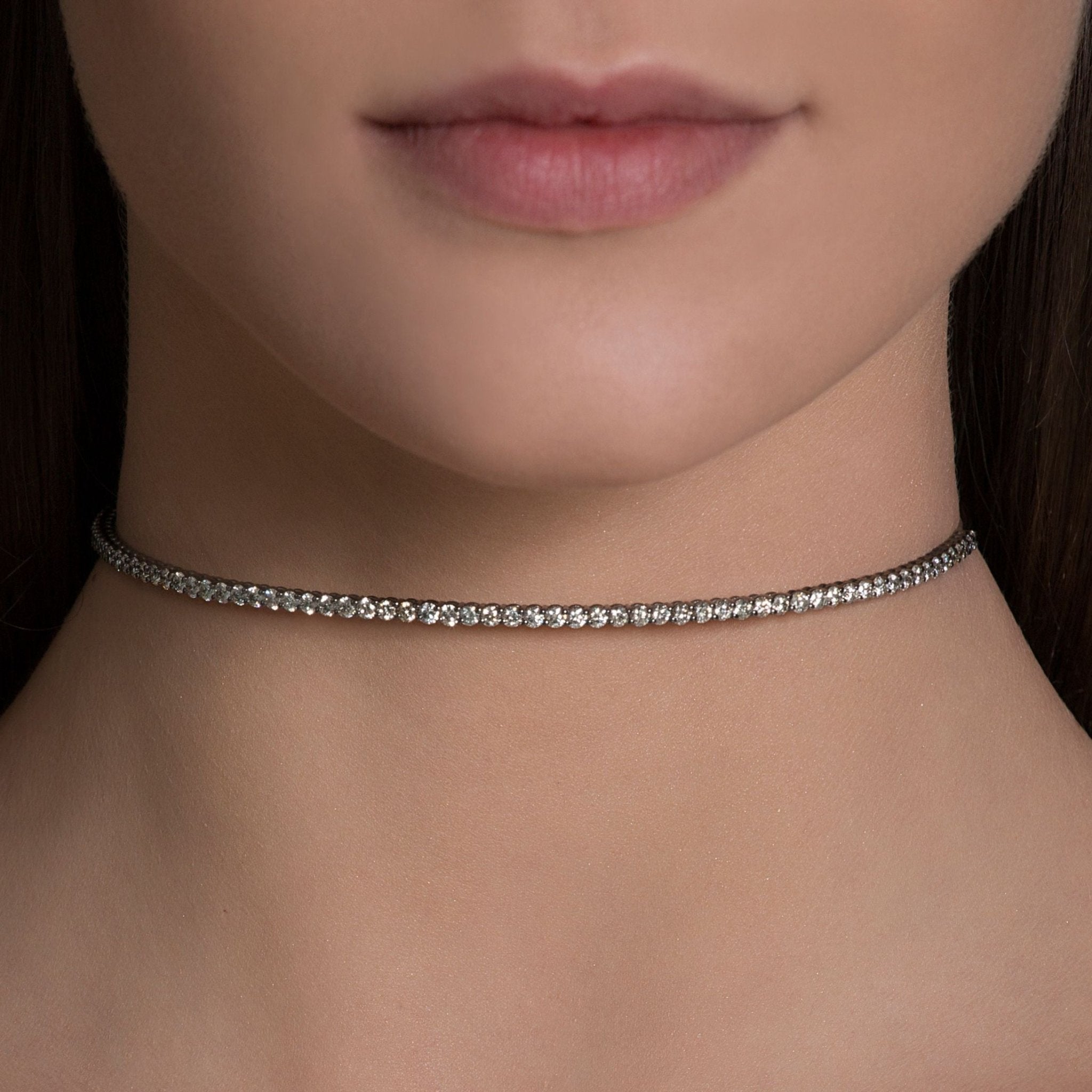 Colar Voyeur De Ouro Branco 18K E Diamante - Jack Vartanian - Choker E Aro