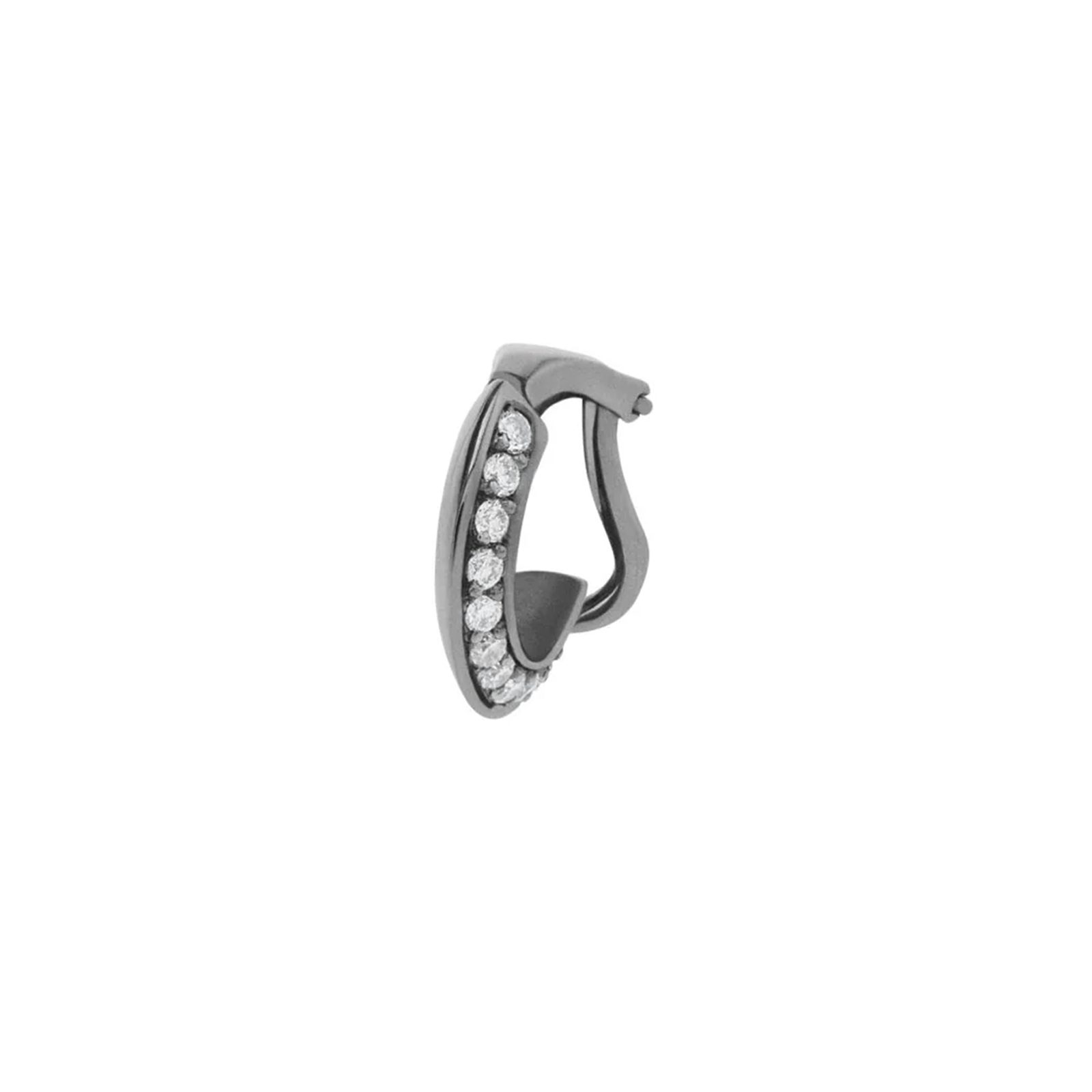 Piercing Lifestyle De Ouro Branco 18K Com Ródio Negro E Diamante - Jack Vartanian - Pressao