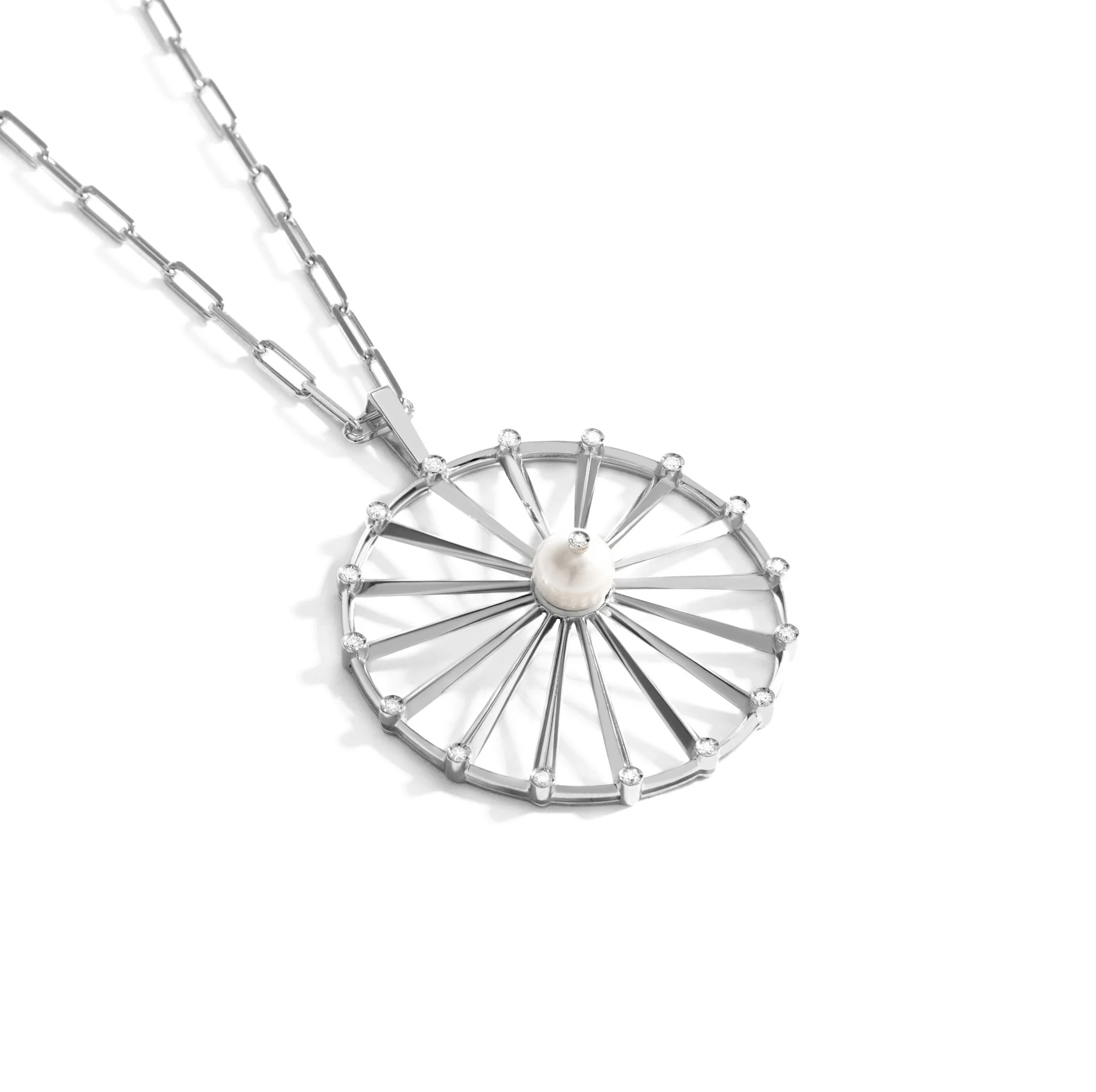 PINGENTE SHINE | OURO BRANCO 18K COM PÉROLA E DIAMANTES - Jack Vartanian -