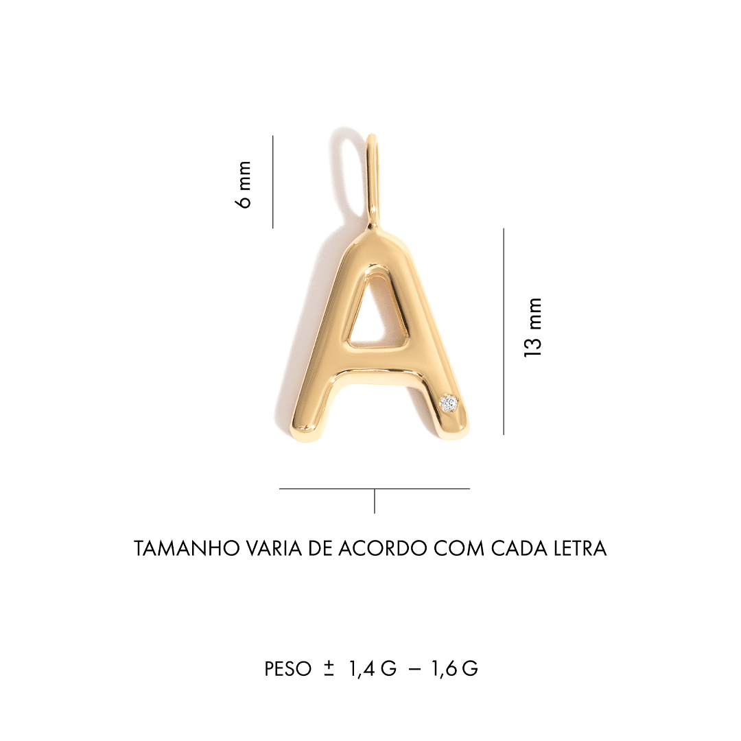 Pingente Você - M | Ouro Amarelo 18K e Diamante - Jack Vartanian - Letras