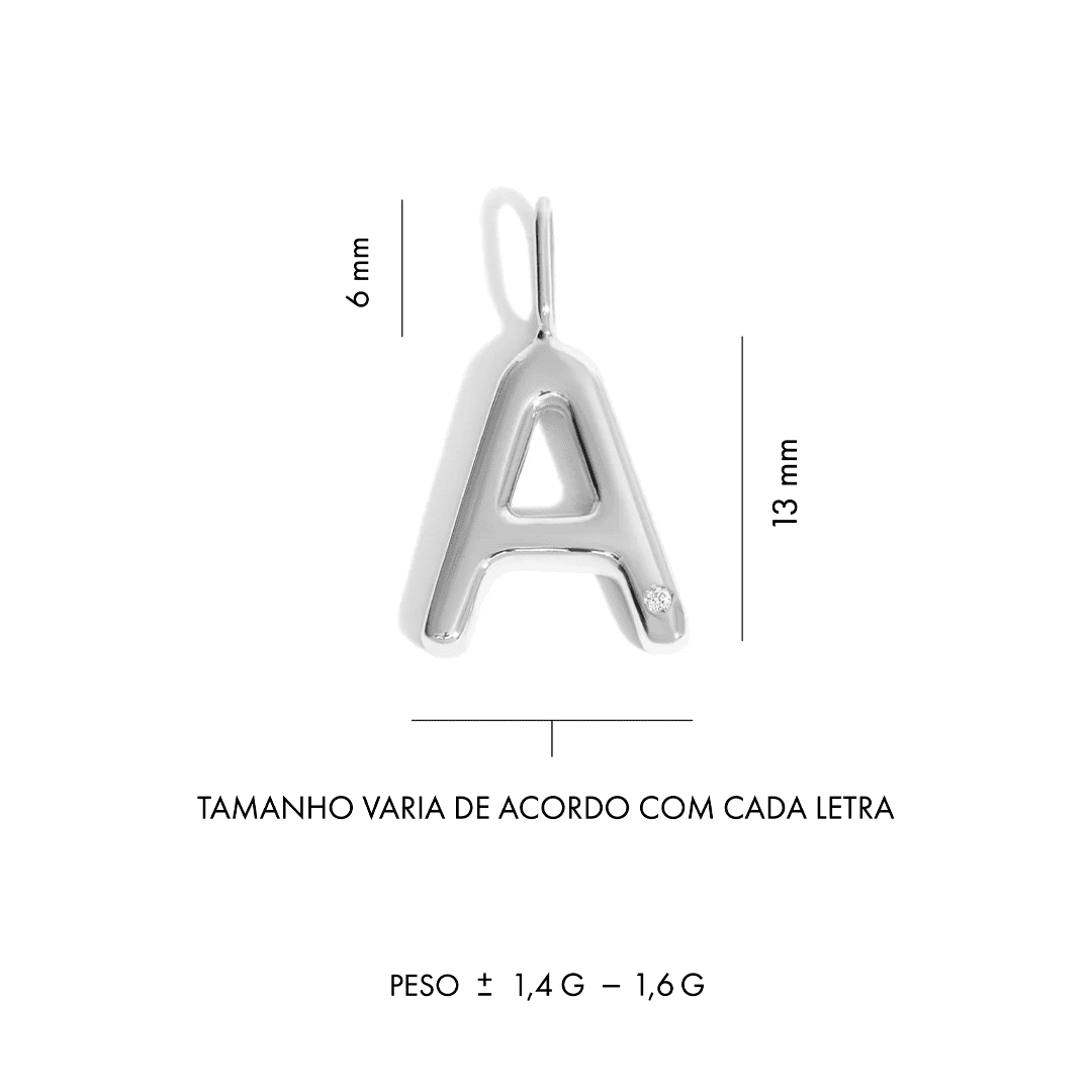 Pingente Você - M | Ouro Branco 18K e Diamante - Jack Vartanian - Letras