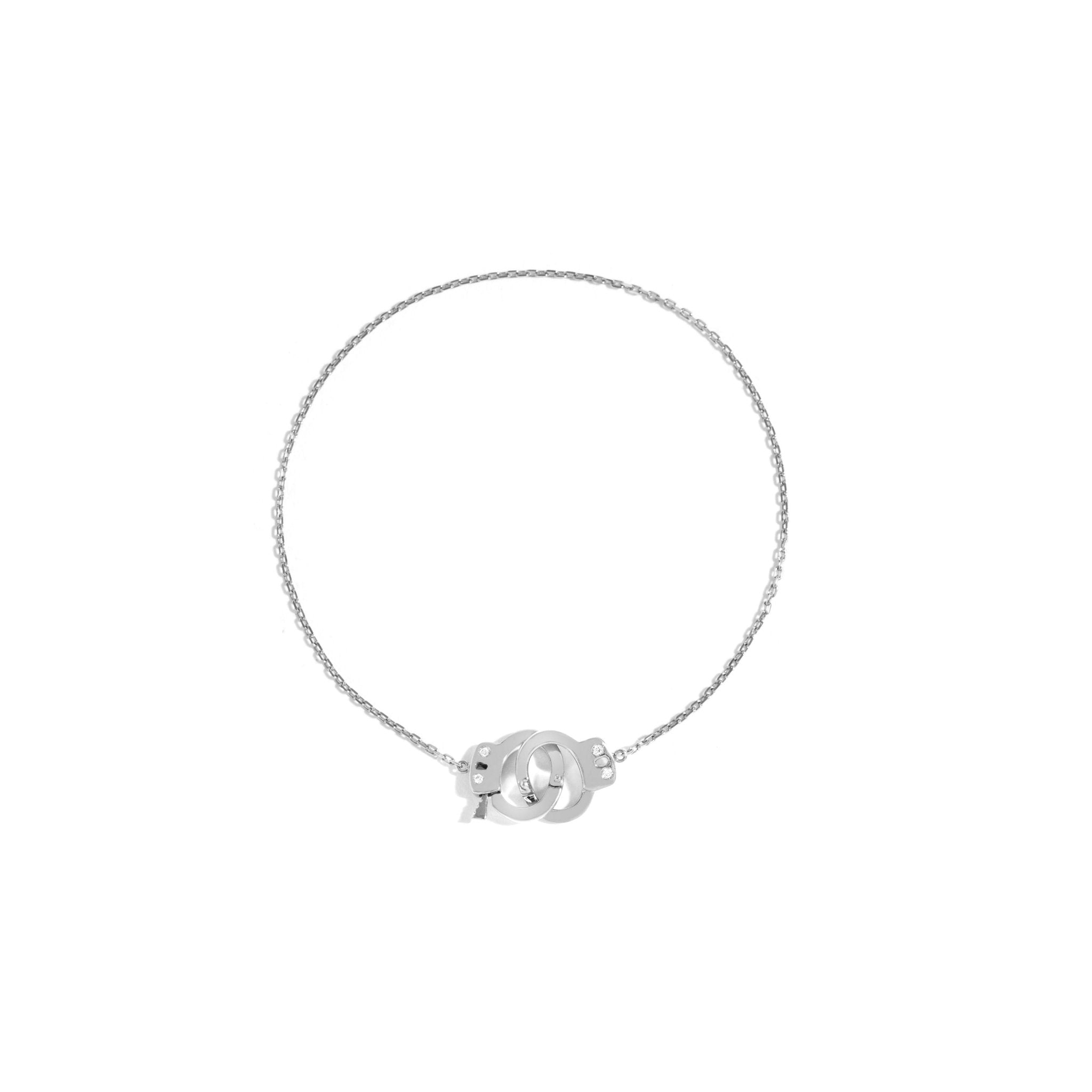 Pulseira Algeminha De Ouro Branco 18K E Diamante - P - Jack Vartanian - Charm