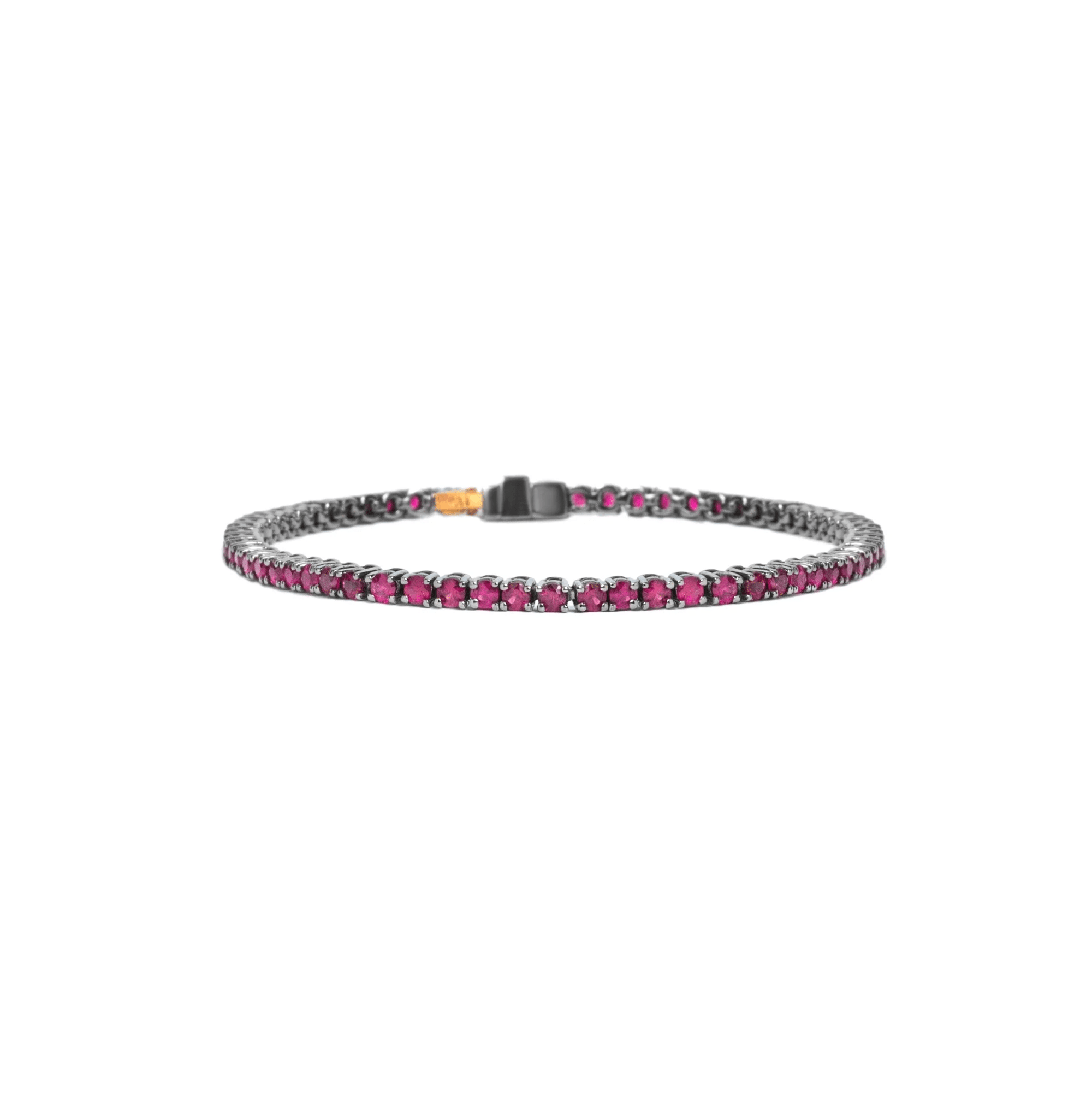 Pulseira Clássico De Ouro Branco 18K Com Ródio Negro E Rubi - Jack Vartanian - Riviera