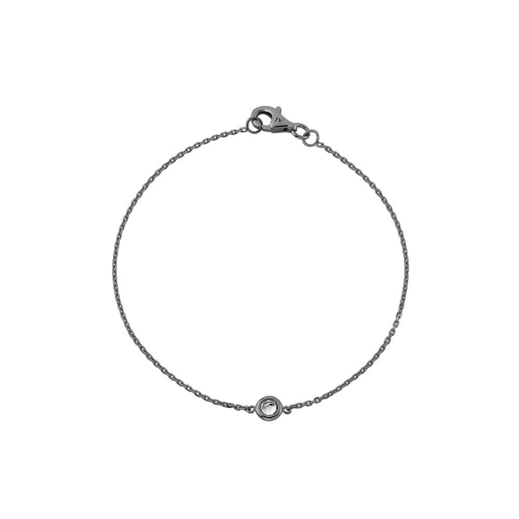 Pulseira Clássico De Ouro Branco 18K Com Ródio Negro E Safira - Jack Vartanian - Charm