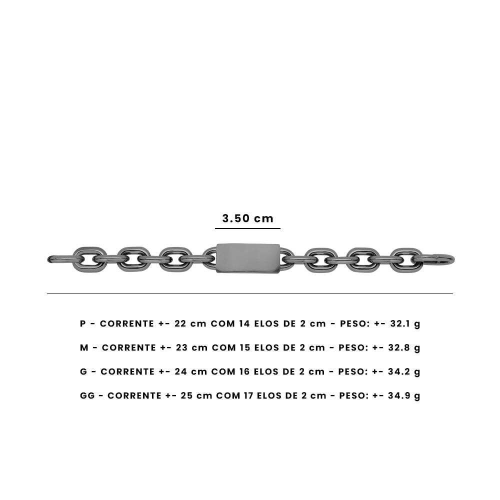 Pulseira JV MAN II De Prata Com Ródio Negro - Jack Vartanian - Correntes E Chains