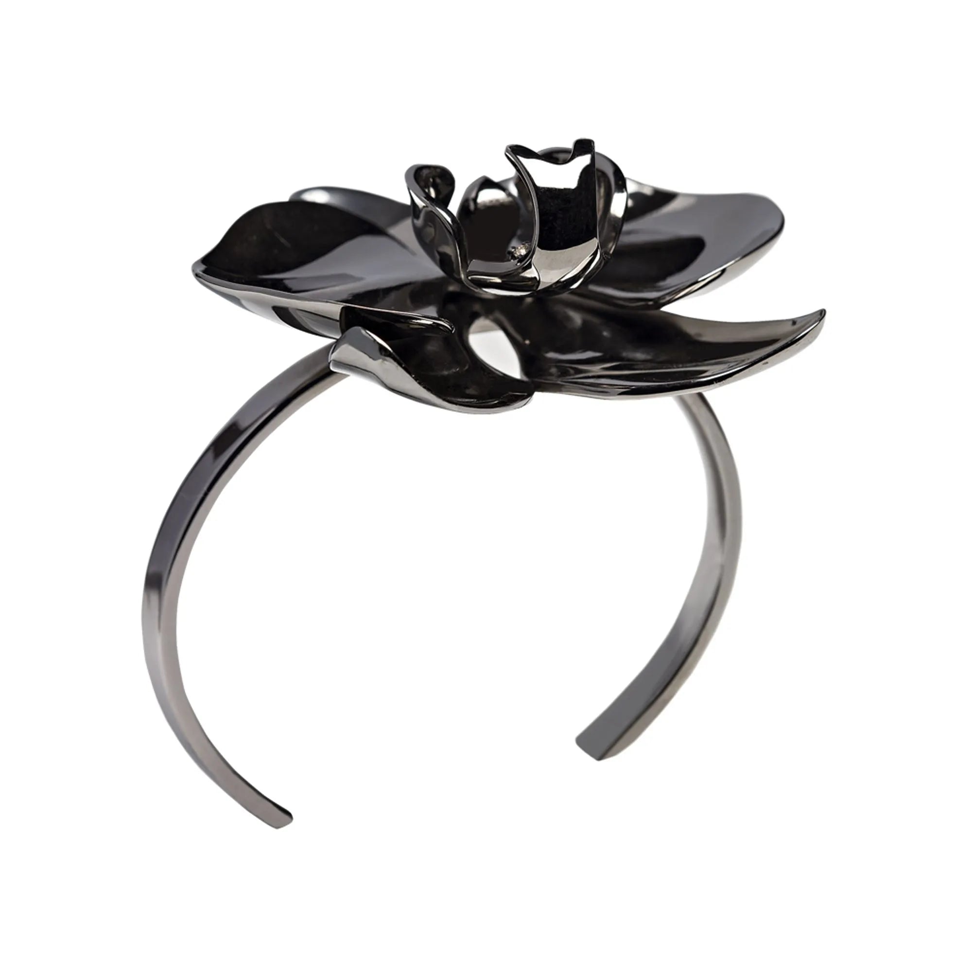 Pulseira Orquidea De Prata Com Ródio Negro E Diamante - Jack Vartanian - Bracelete