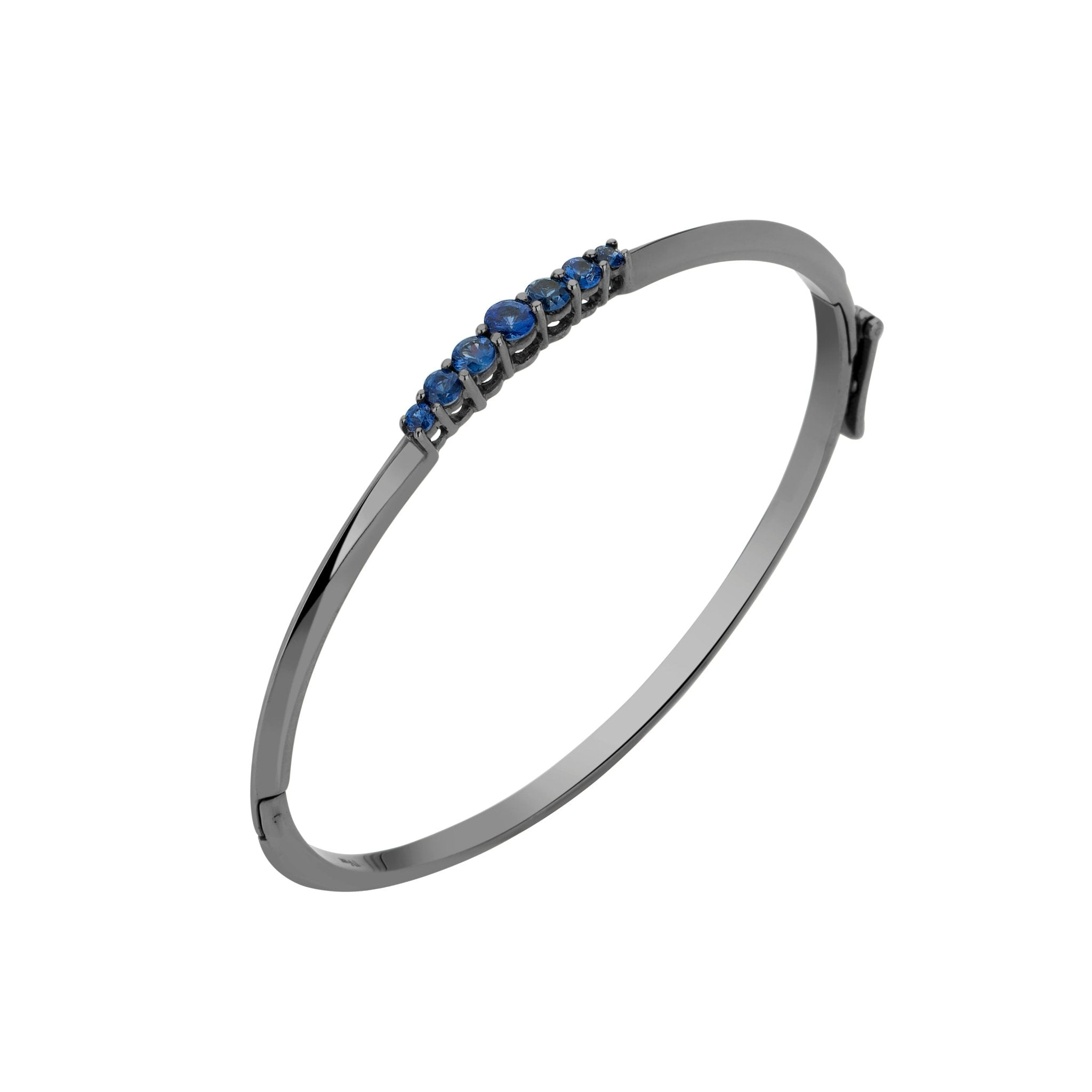 Pulseira Rock Star De Ouro Branco 18K Com Ródio Negro E Safira - Jack Vartanian - Bracelete