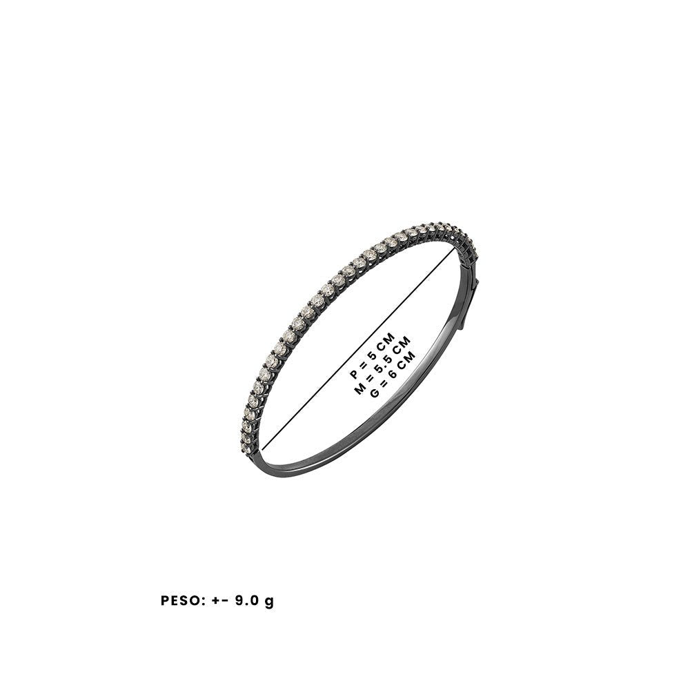 Pulseira Voyeur De Ouro Branco 18K Com Ródio Negro E Diamante - M - Jack Vartanian - Bracelete