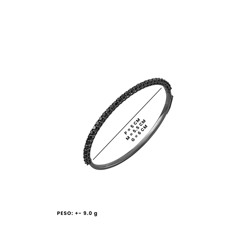 Pulseira Voyeur De Ouro Branco 18K Com Ródio Negro E Diamante Negro - M - Jack Vartanian - Bracelete