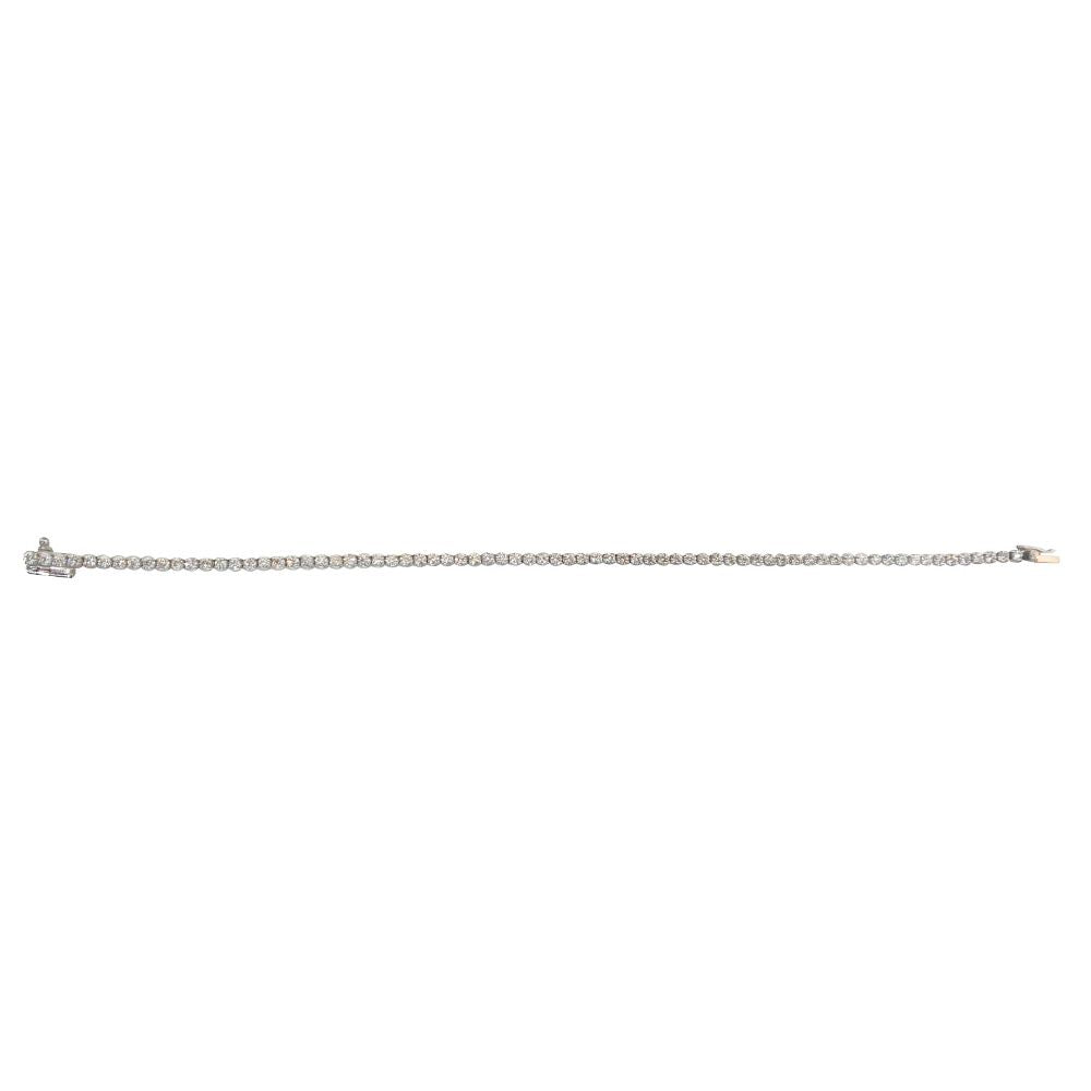 Pulseira Clássico De Ouro Branco 18K E Diamante Solitario