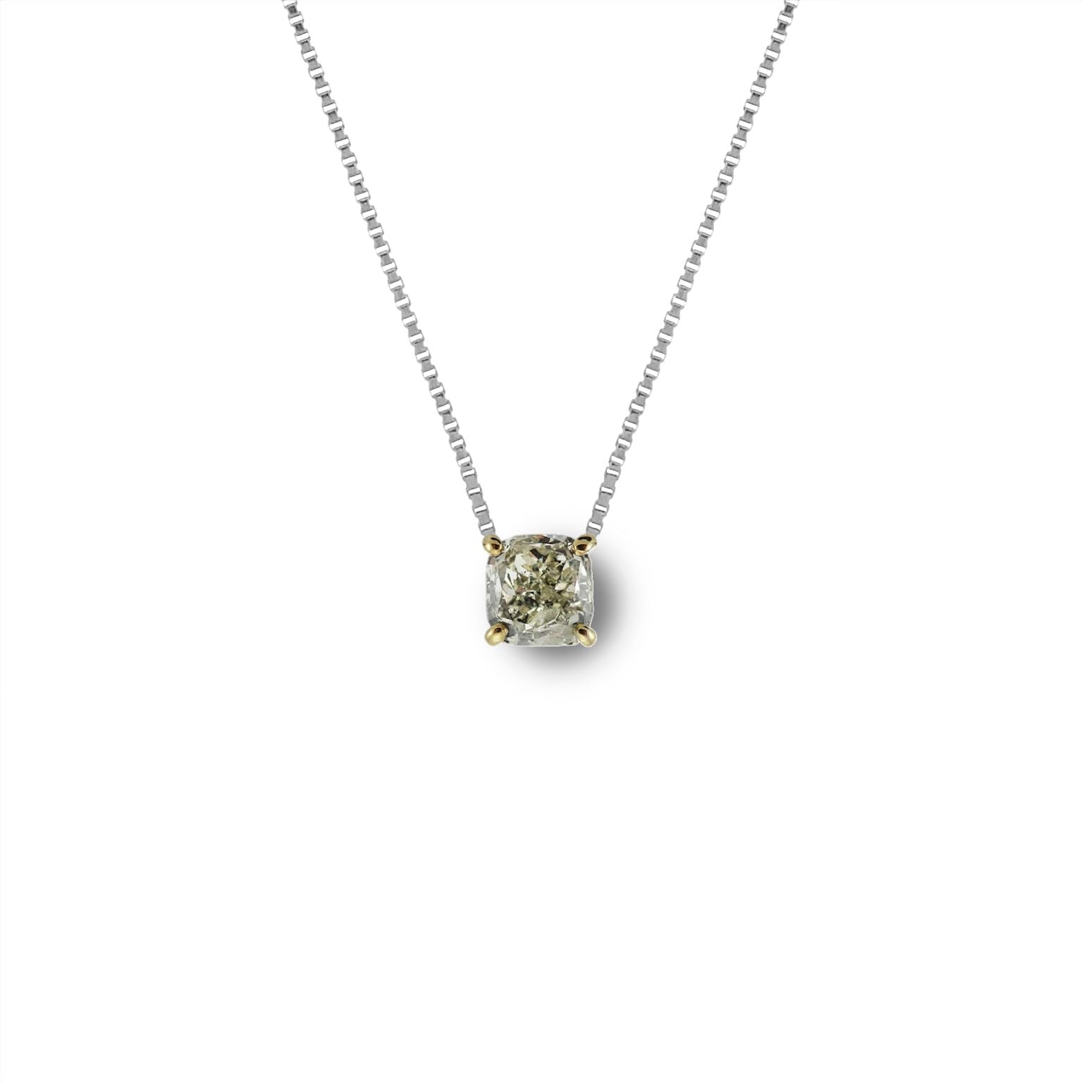 Colar Especial De Ouro Amarelo E Branco 18K E Diamante Fancy