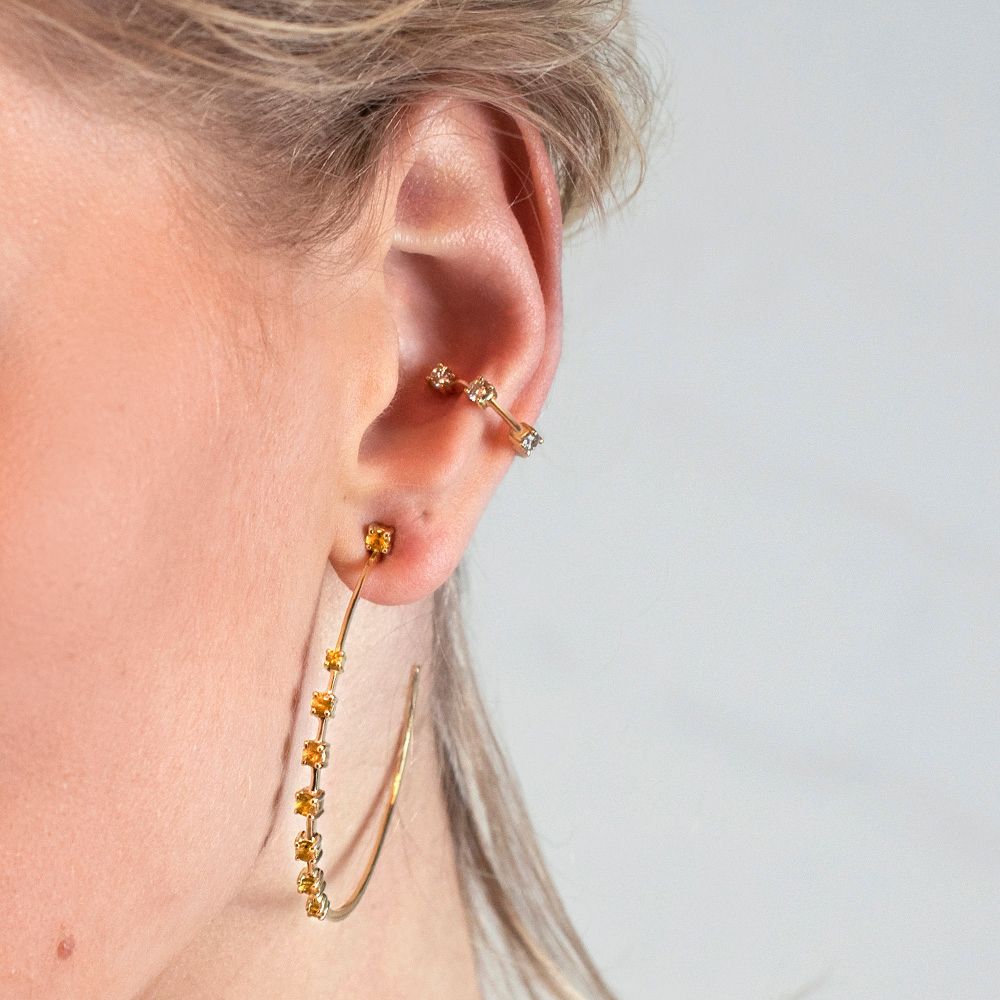 Brinco We Love Sapphire De Ouro Amarelo 18K E Safira - G