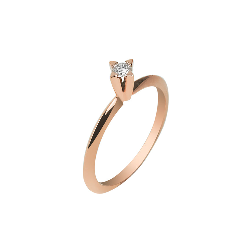 Anel Savage Solitário | Ouro Rosa 18K E Diamante