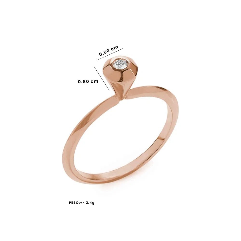 Anel First Diamond | Ouro Rosa 18K E Diamante