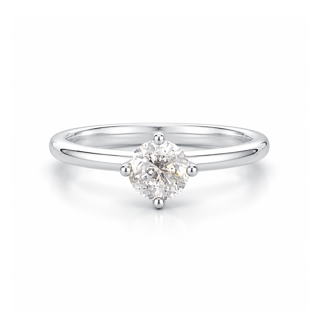 Anel Especial Solitário | Ouro Branco 18K com Diamante