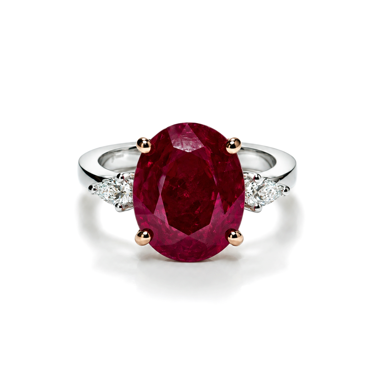 Anel Especial | Ouro Rosa e Branco 18K com Rubi e Diamantes