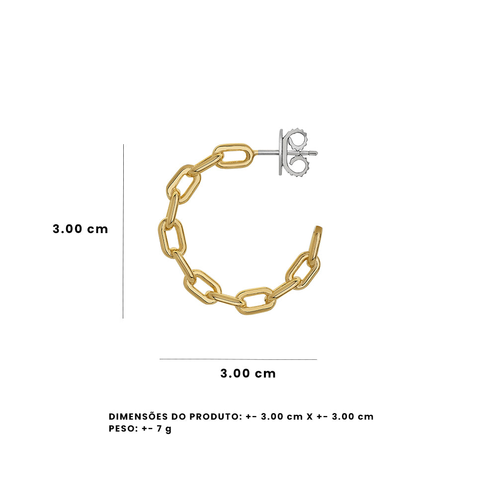 Brinco Chain - P | Prata Com Ouro Amarelo 18k