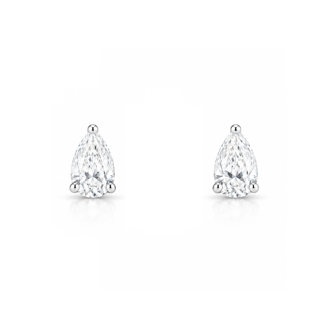 Brinco Especial De Ouro Branco 18K E Diamante Solitario - G