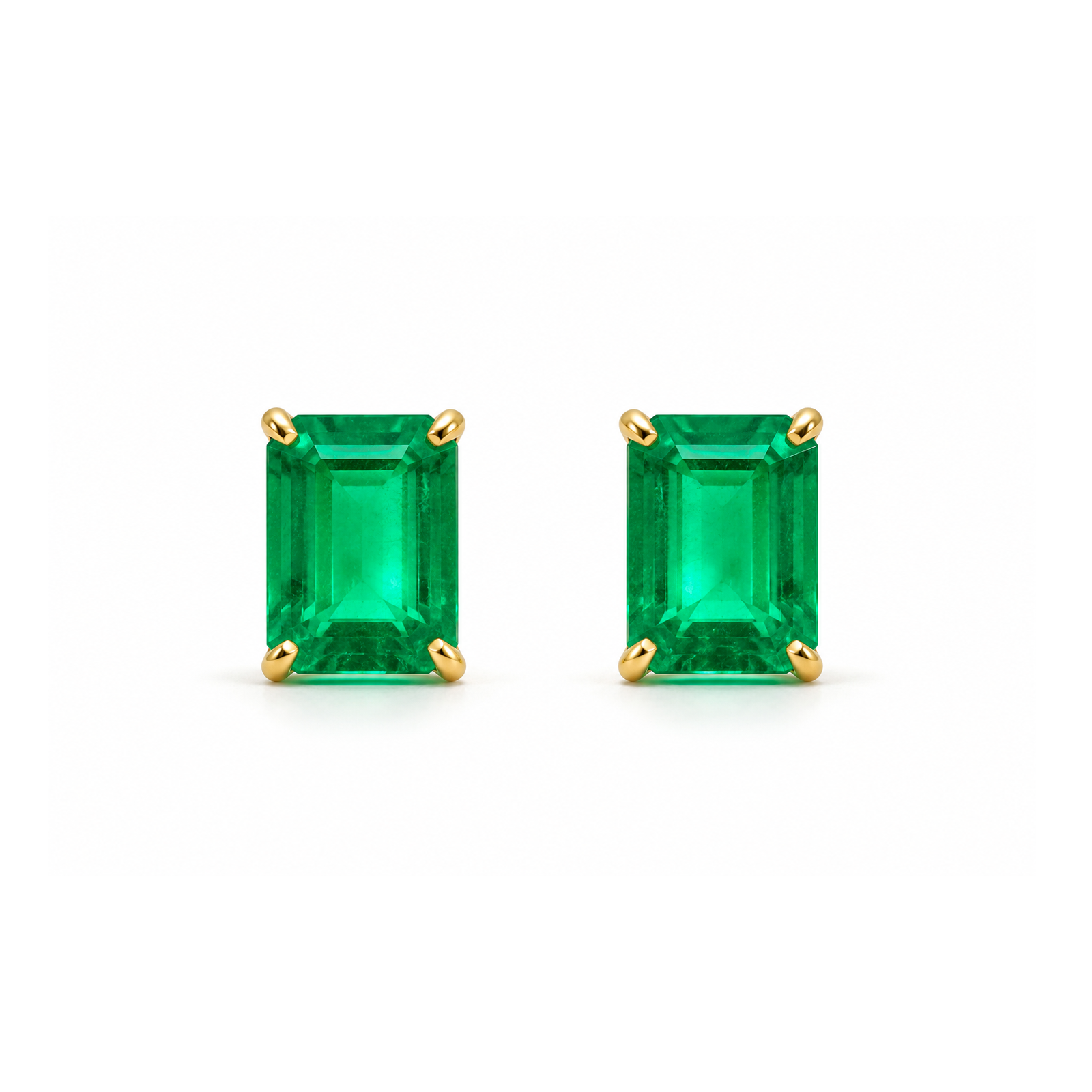 Brinco Especial Solitário | Ouro Amarelo 18K com Esmeraldas