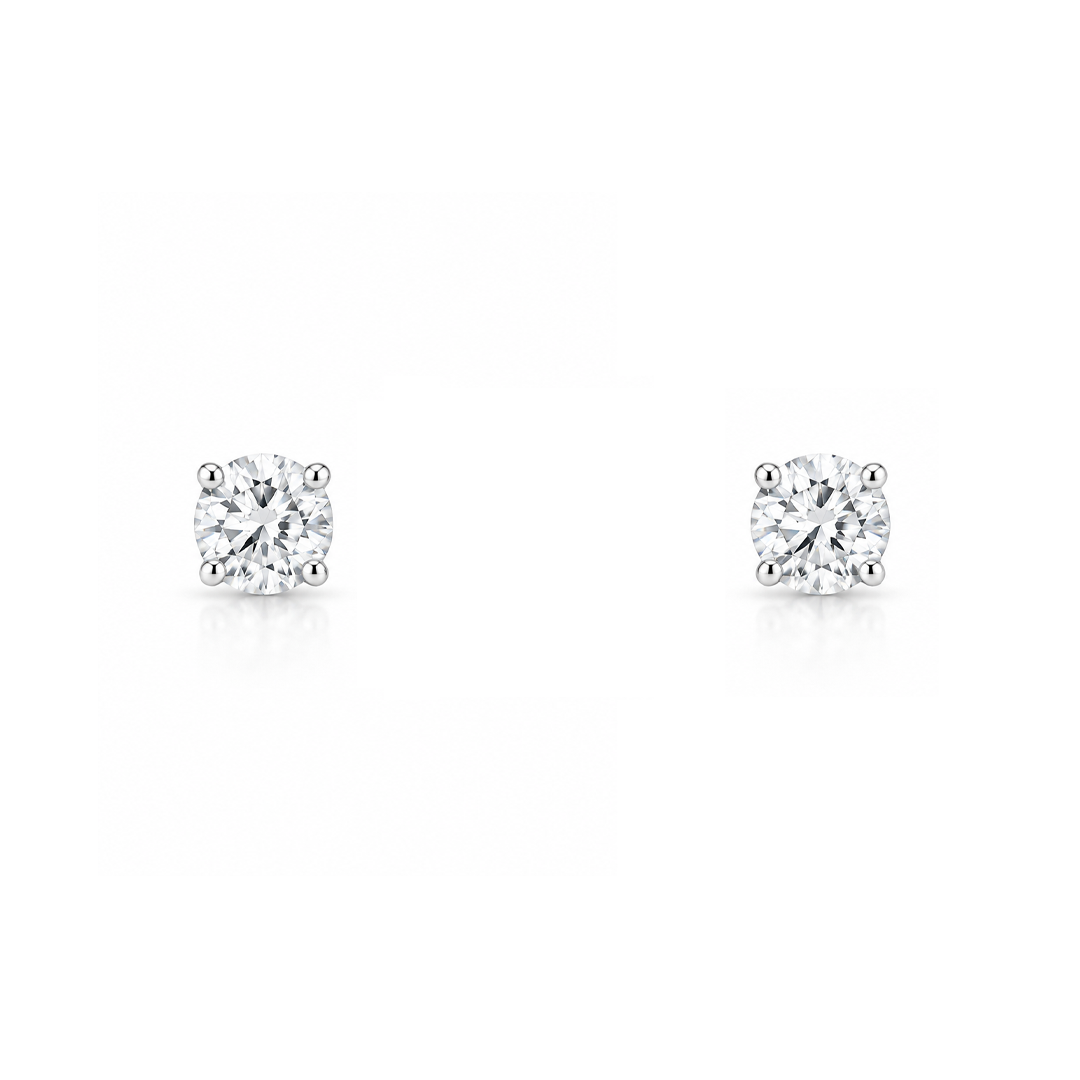 Brinco Especial Solitário | Ouro Branco 18K com Diamantes