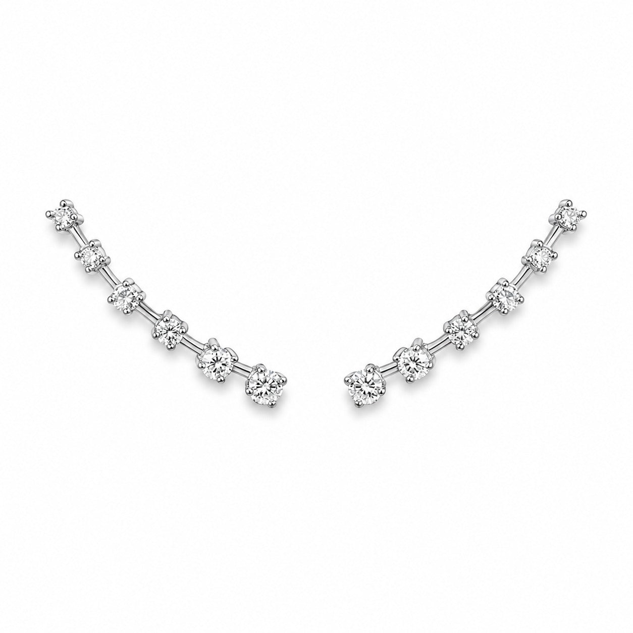 Brinco Cometa Sapphire Diamantes | Ouro Branco 18K com Diamantes