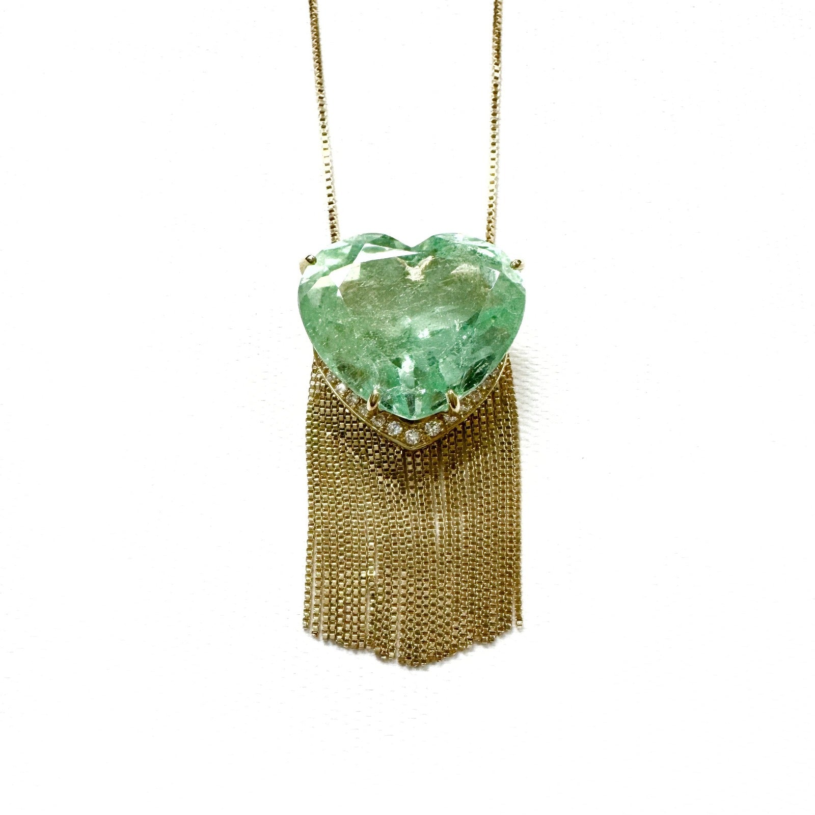 Colar Coração Esmeralda | Ouro Amarelo 18K com Esmeralda e Diamantes