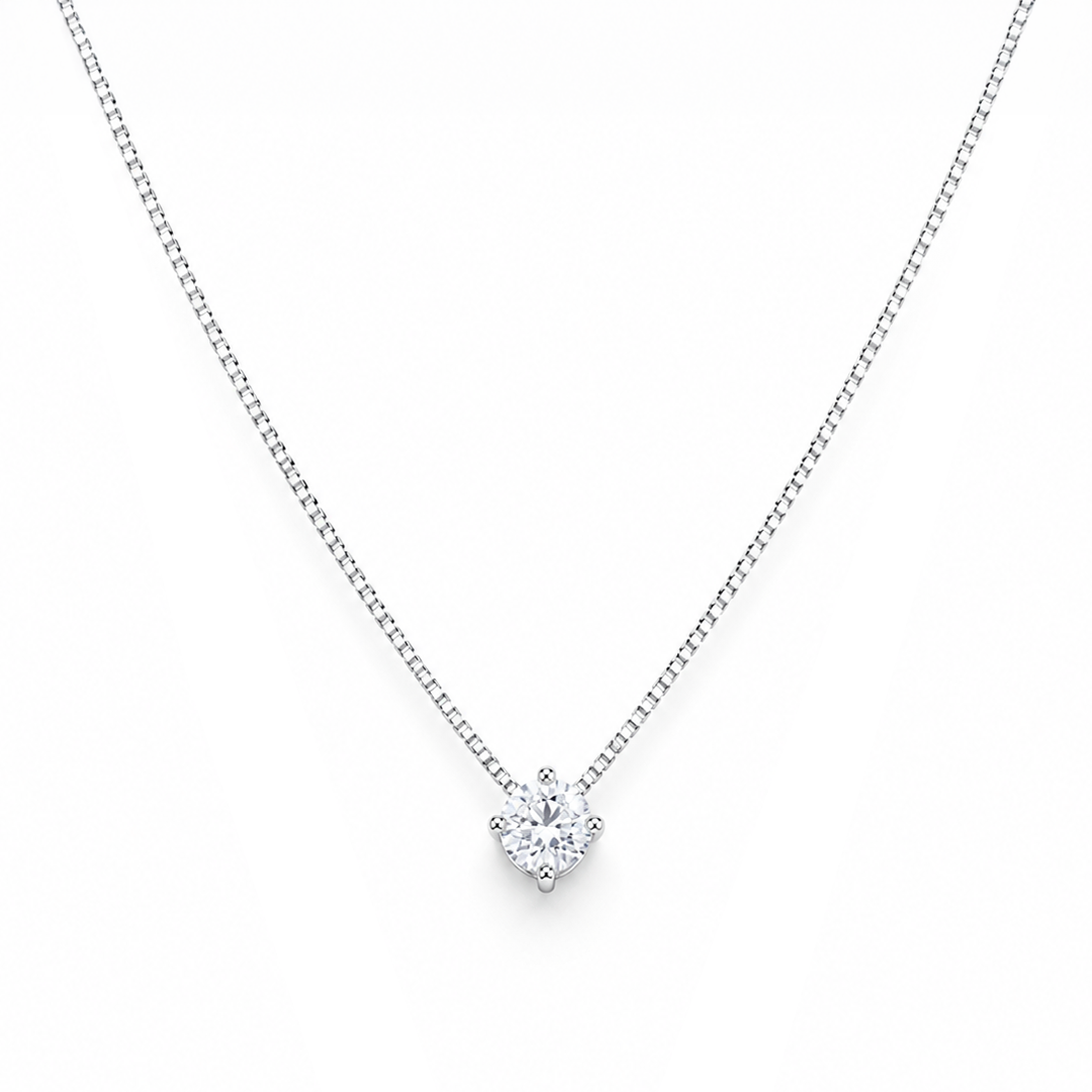 Colar Especial Solitário | Ouro Branco 18K com Diamante