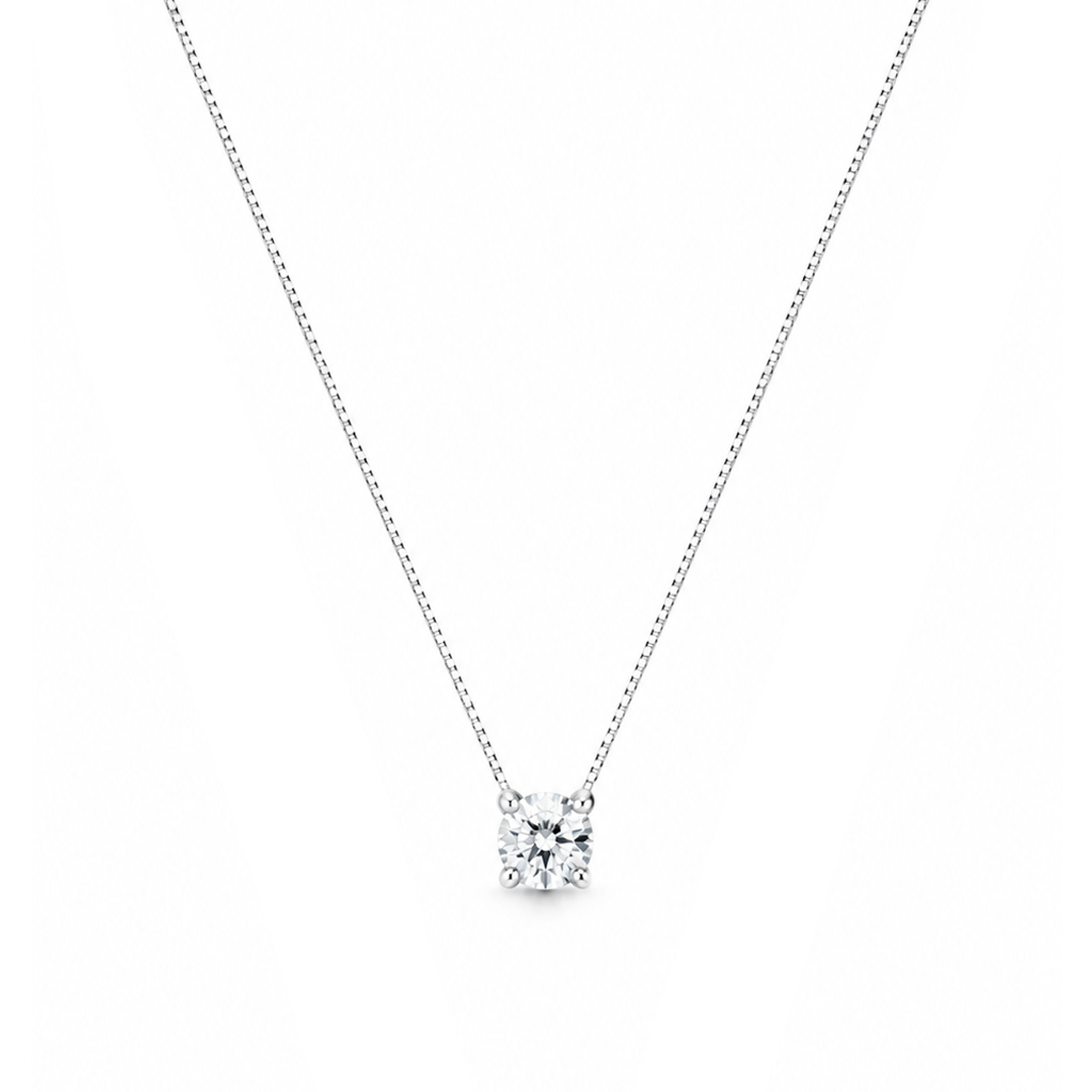 Colar Especial Solitário | Ouro Branco 18K com Diamante