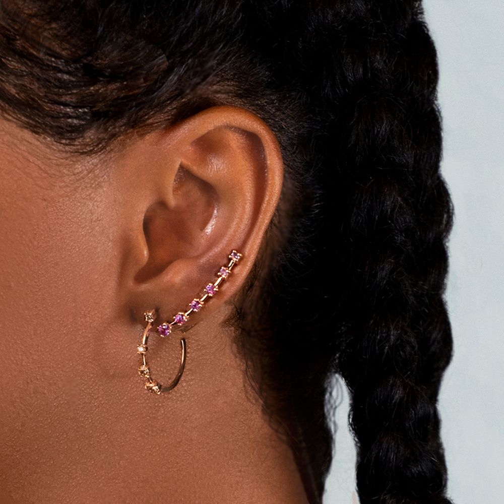 Brinco Ear Cuff We Love Sapphire De Ouro Rosa 18K E Safira - P