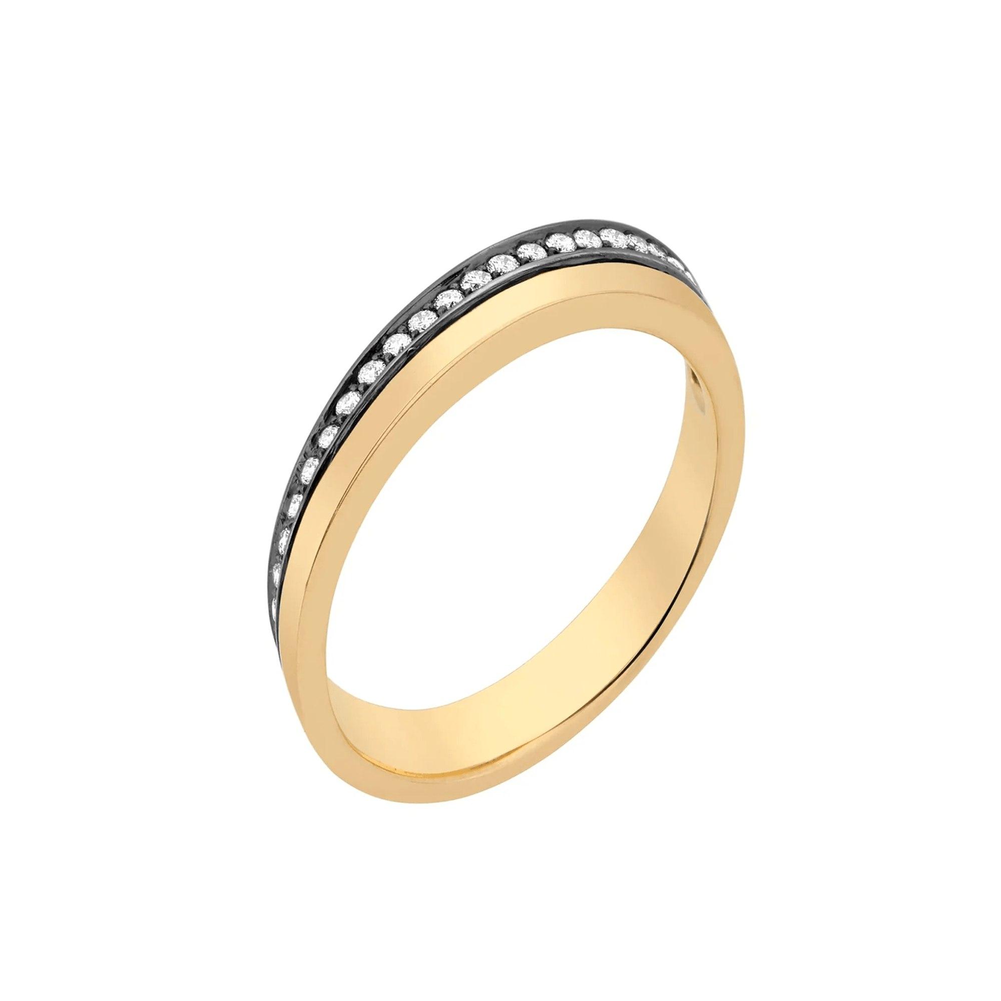 Anel Deco 2019 | Ouro Amarelo 18K COM RÓDIO NEGRO E DIAMANTES - Jack Vartanian - Cravejados