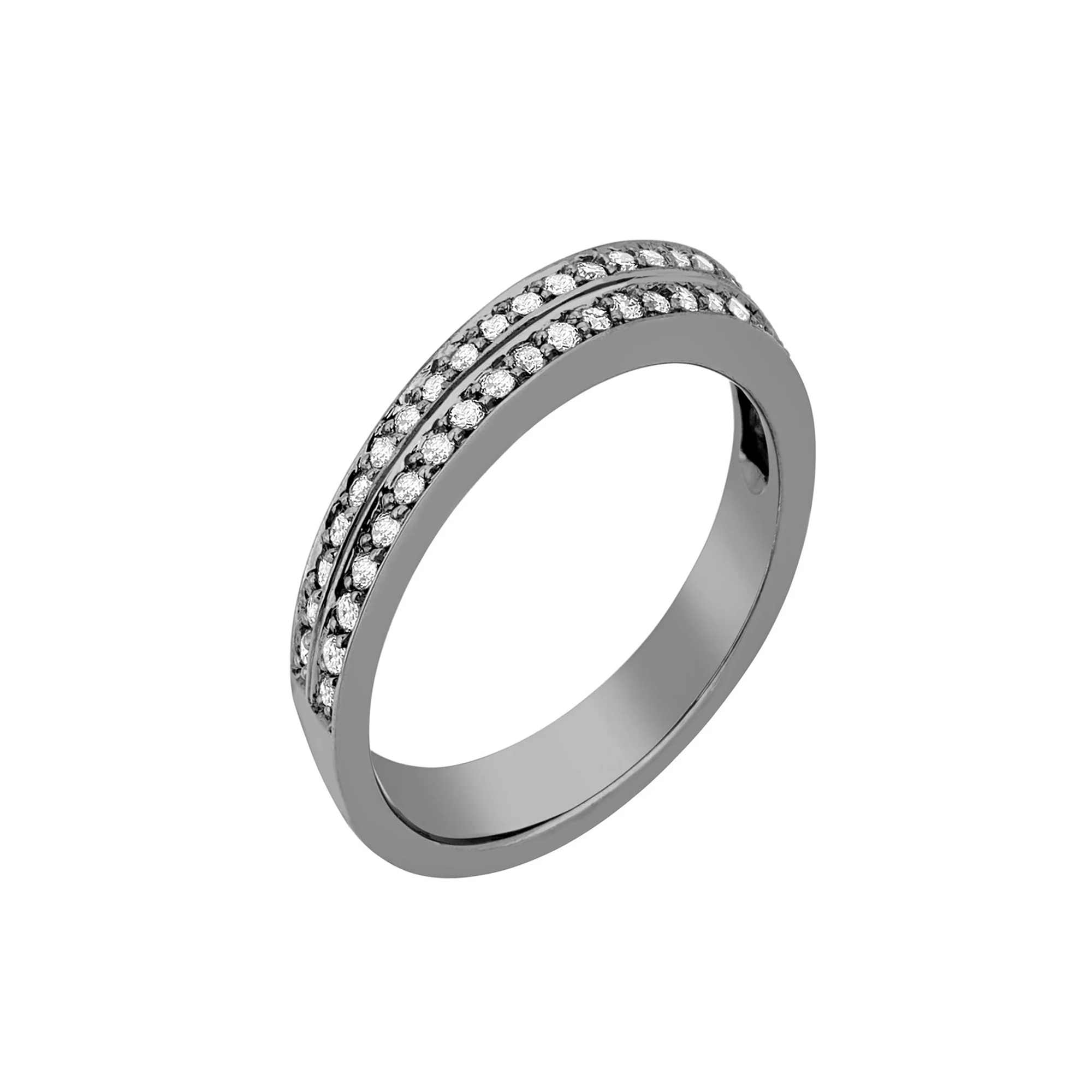 Anel Deco 2019 | Ouro Branco 18K Com Ródio Negro E Diamantes - Jack Vartanian - Cravejados