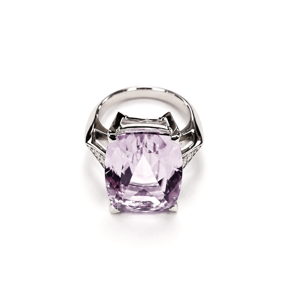 Anel Rock Star | Ouro Branco 18K com Ametista e Diamantes - Jack Vartanian - Cocktail
