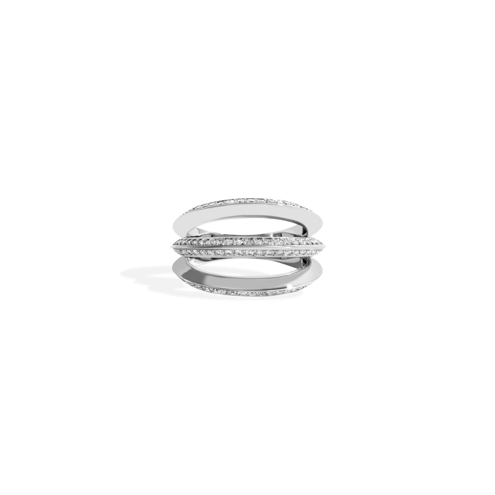 ANEL SHINE TRIPLO | OURO BRANCO 18K COM DIAMANTES - Jack Vartanian - Cravejados