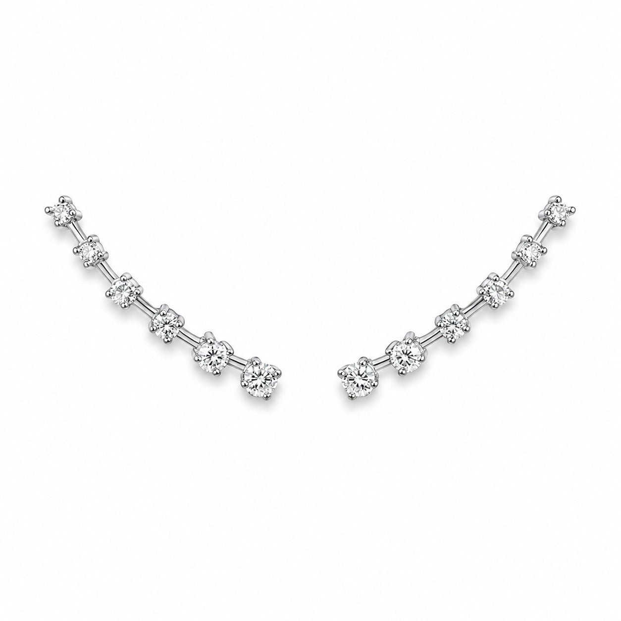Brinco Cometa Sapphire Diamantes | Ouro Branco 18K com Diamantes - Jack Vartanian - Argolas